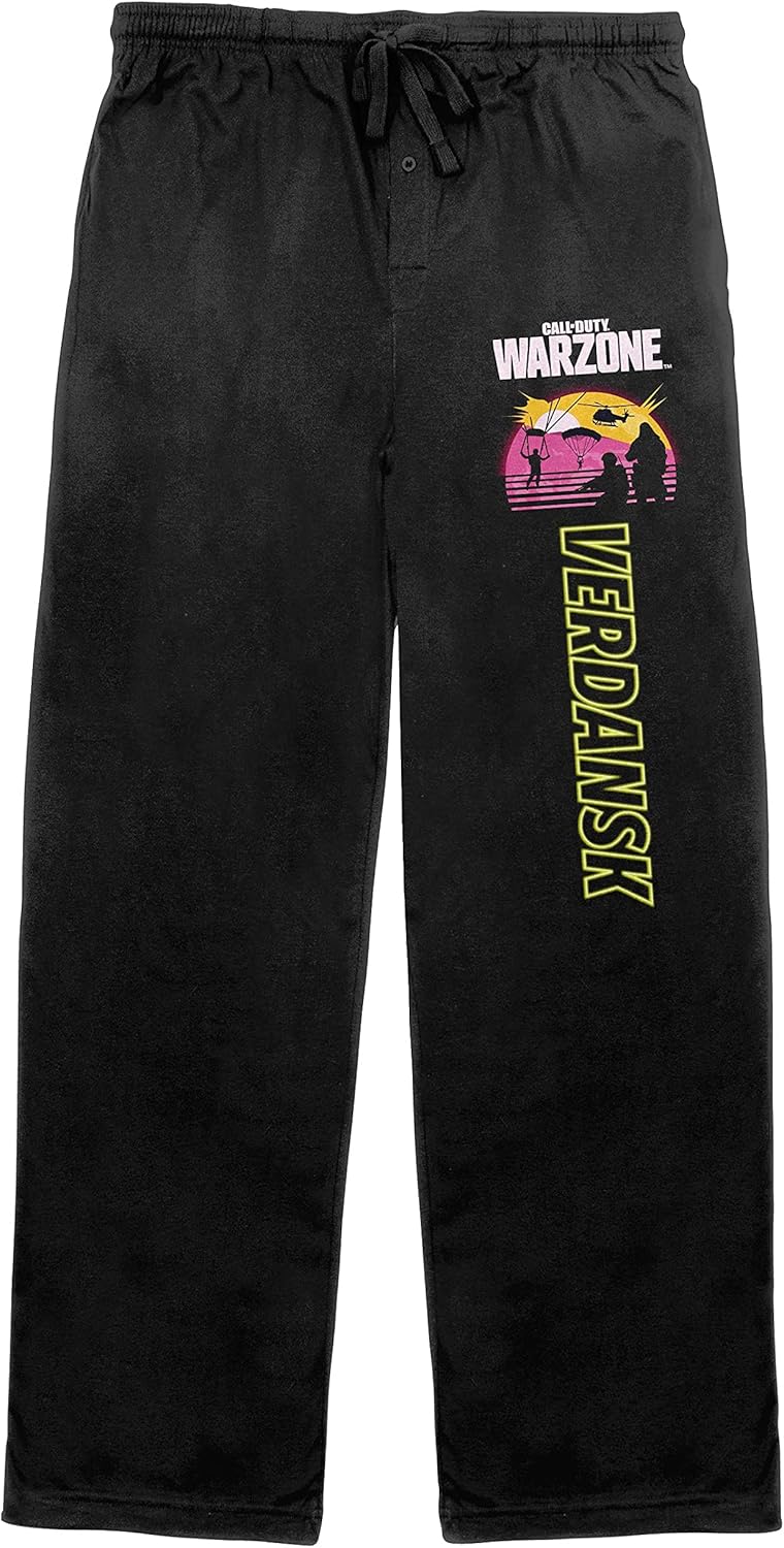 Mens Call of Duty Warzone Verdansk Black Sleep Pajama Pants-S