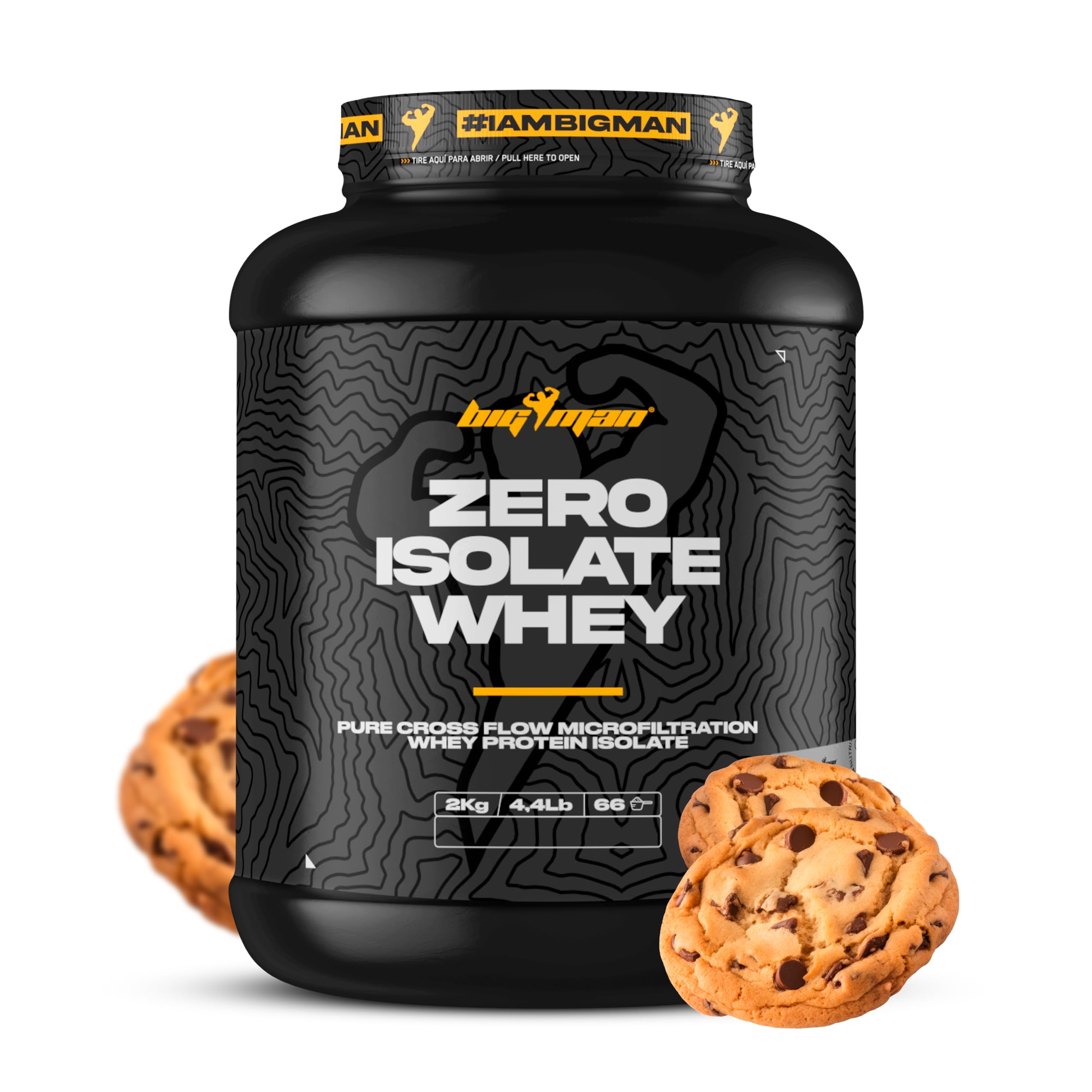 BigMan | Proteína Zero 2Kg (Cookies) 4,4 Lb | Proteína Isolate | Proteína Aislada | Proteína de Asimilación Rapida con Lactasa | Proteína Intolerantes Lactosa | Proteína 85% Maxima Calidad