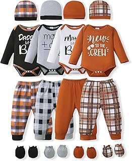 NZRVAWS Newborn Baby Boy Girl Clothes Unisex Preemie Infant Pants Laytte Set Outfits 0-18 Months 20 Pcs Essentials Gift