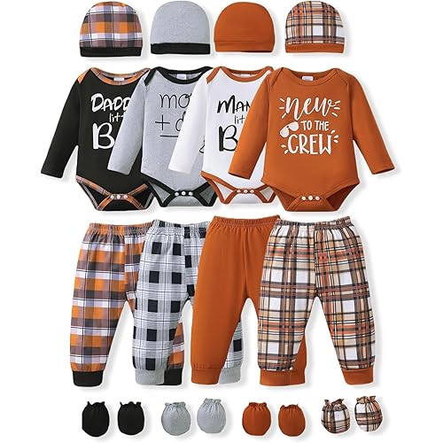 NZRVAWS Newborn Baby Boy Girl Clothes Unisex Preemie Infant Must Have Pants Set Outfits 0-18 Months 20 Pcs Essentials Gift
