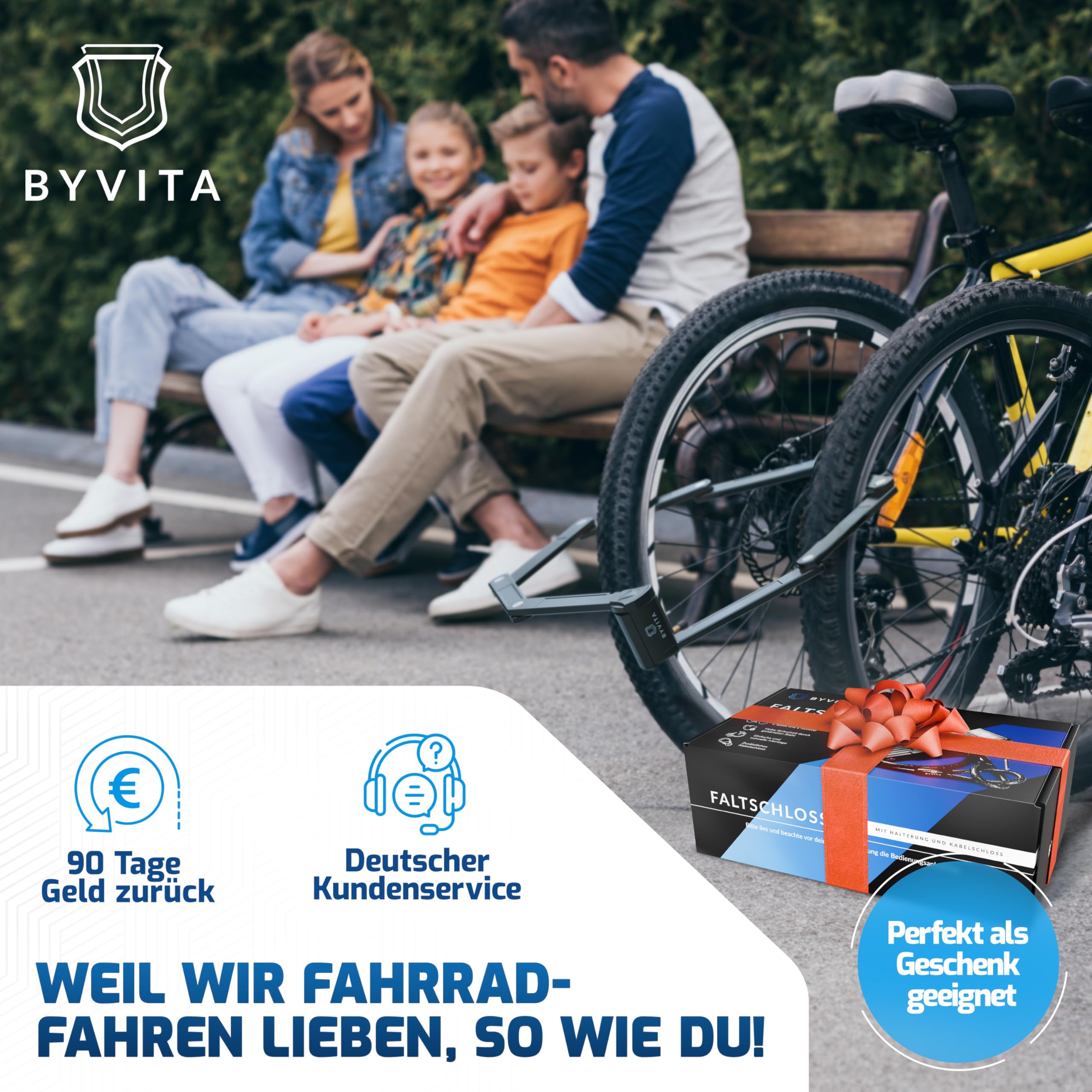 Faltschloss Fahrrad 120cm diebstahlsicher inkl. Kabelschloss - Fahrradschloss hohe Sicherheit - Fahrradschloss Faltschloss mit Halterung - Fahrrad Schloß ideal für E-Bike - Bike Lock