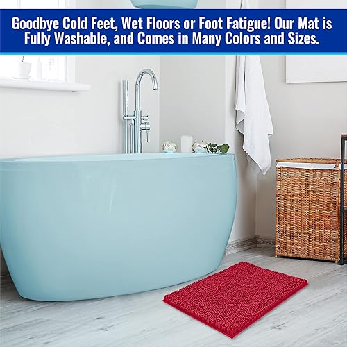 Miniatura 6 de Tapete de baño de felpilla suave, tapete de microfibra absorbente, lavable a máquina, antideslizante y secado rápido, para baño, ducha, habitación o