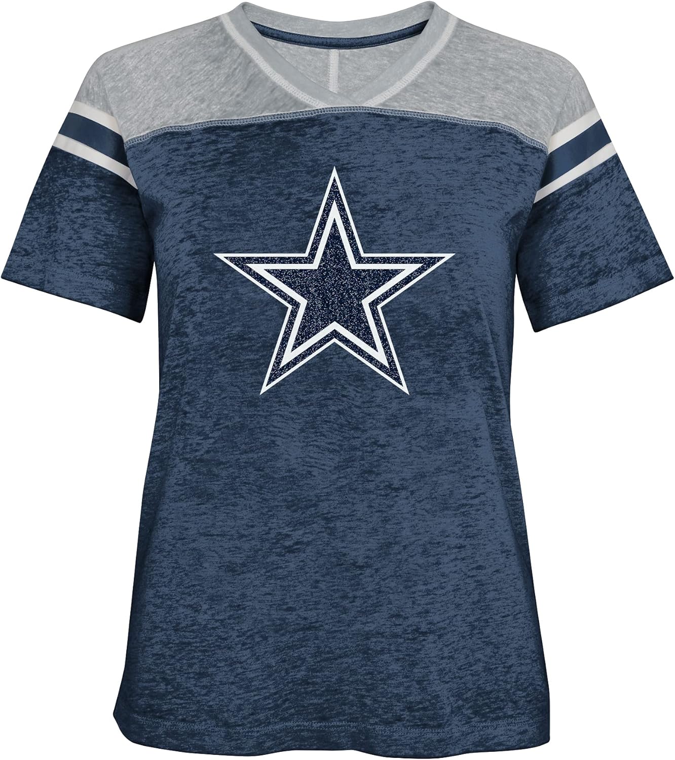 NFL Dallas Cowboys Girls Team Captain Short Sleeve Football T-Shirt, Heather Navy/Heather Grey, Medium : Sports & Outdoors