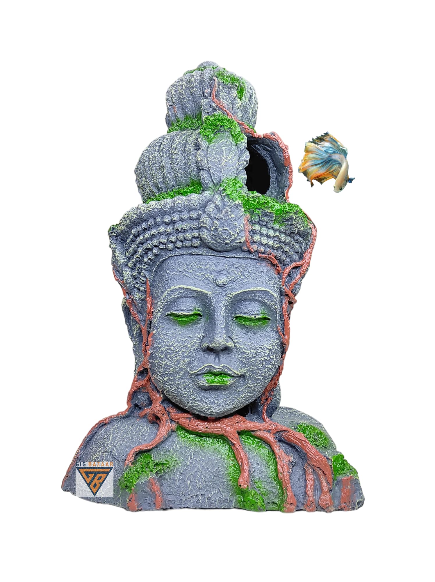 GIG BAZAAR-Aquarium Shelter Monk Buddha Statue with Small Holes for Hide & Play D�cor Ornaments (Grey) (B0CTQT6424) Amazon Price History, Amazon Price Tracker