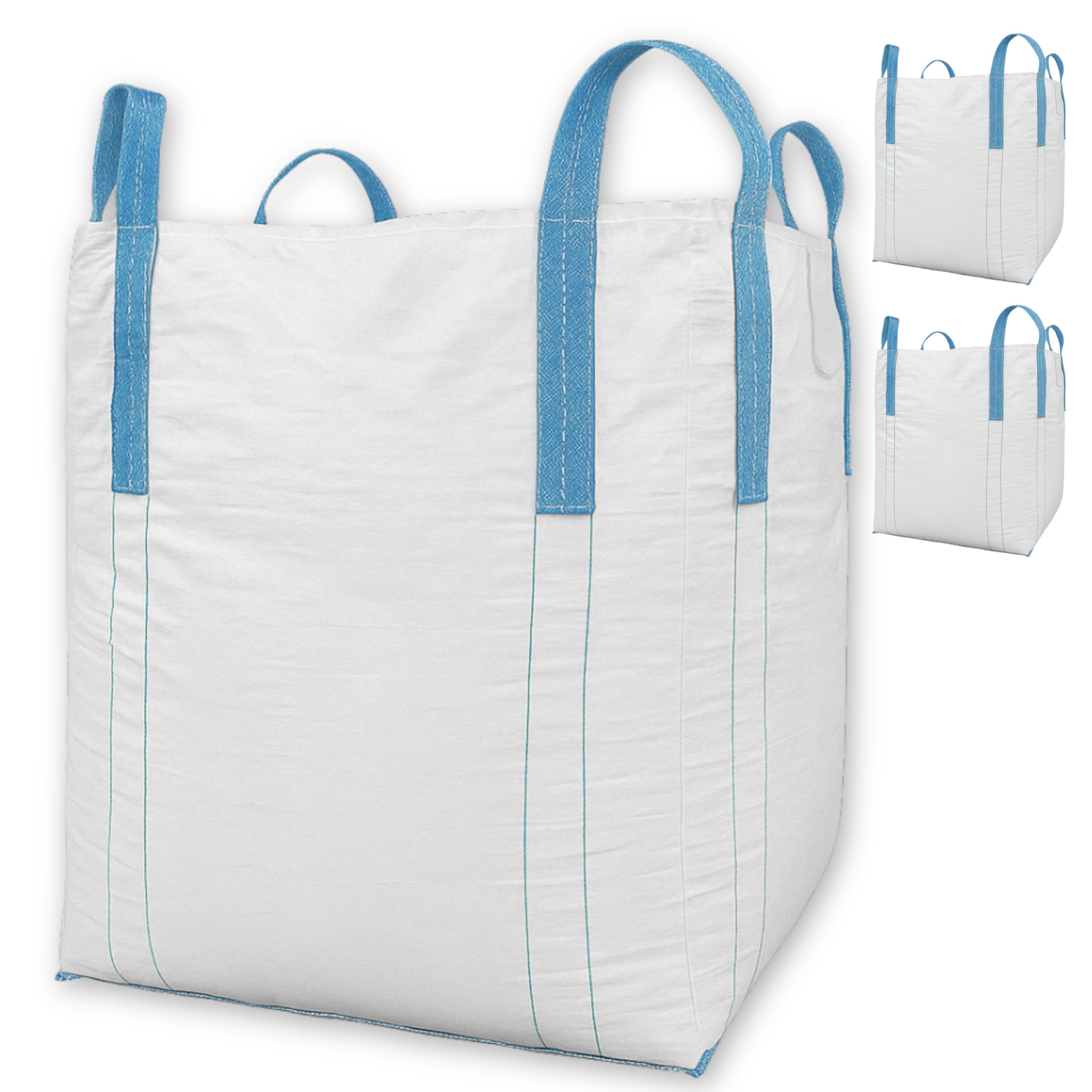 Big Bag 3 pezzi – 90 x 90 x 110 cm grande – alta stabilità fino a 1500 kg, smaltimento BigBags con 4 passanti