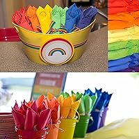 Vista 4 de Whaline Servilletas de papel de cóctel multicolor arcoíris de 2 capas para decoración de fiestas, 120