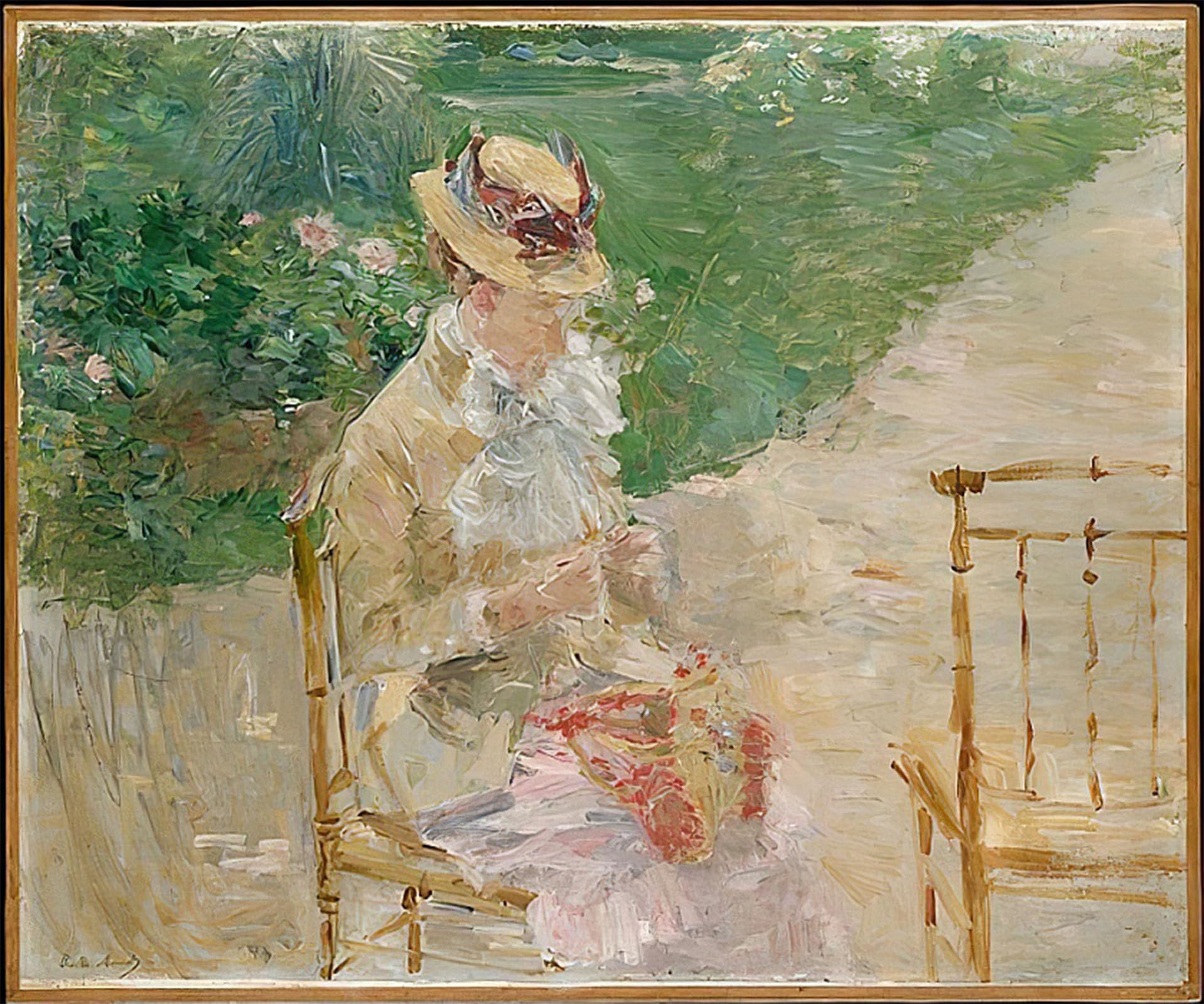 SERENDIPITP Vintage Picture Print on Canvas Wall Art Poster Young Woman Knitting by Berthe Morisot Artwork Print Poster for Wall Decor 60x90cm