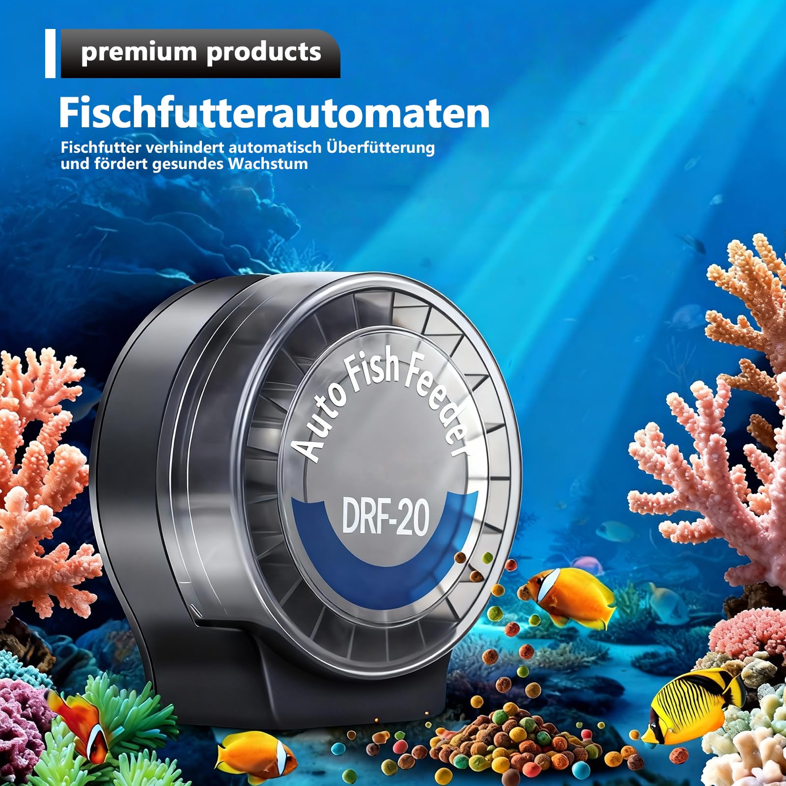 Comedero automático para acuario, comedero automático para peces, con temporizador, alimentador de peces ajustable para pellets y gránulos, funciona con pilas