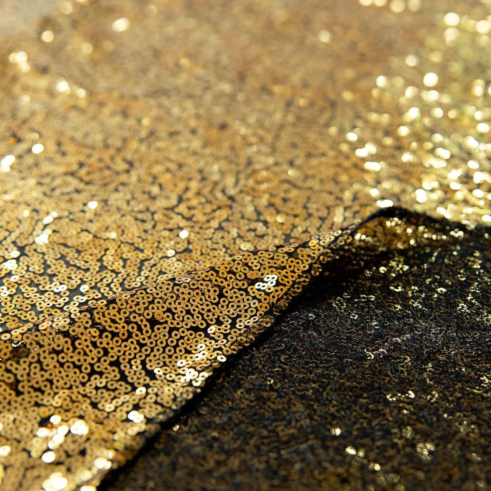 Gualiy Manteles Tela Mesa Rectangular, Poliéster Mantel de Fiesta 153x260CM Mantel Antimanchas Salon Lentejuelas de Color Sólido Manteles para Mesa Cocina, Oro Negro