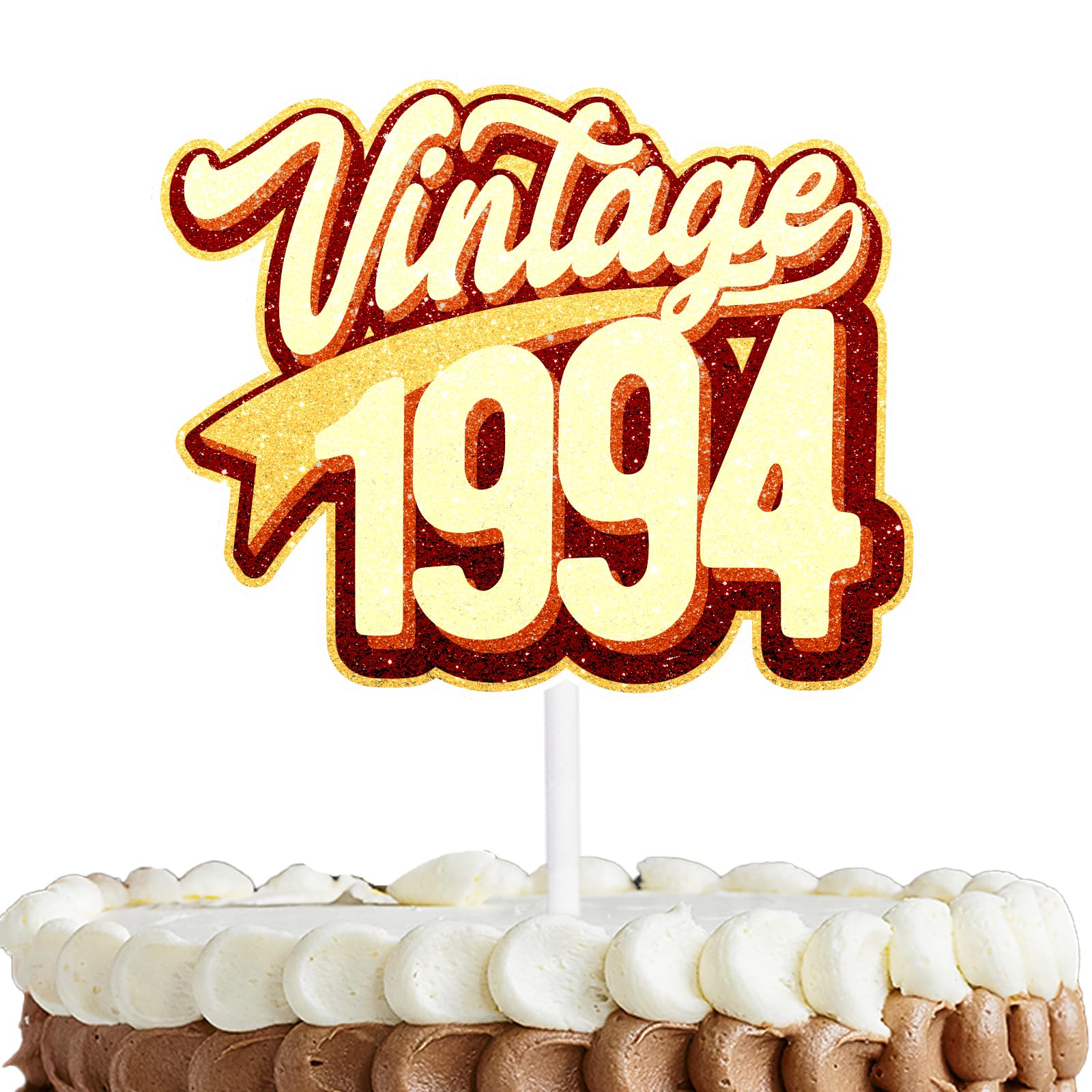 Gold Glitter Cake Topper Cheer to Funny Vintage 1994 Theme Party Decorations Men Women Boys Girls Happy 30th Birthday Party Decor Supplies