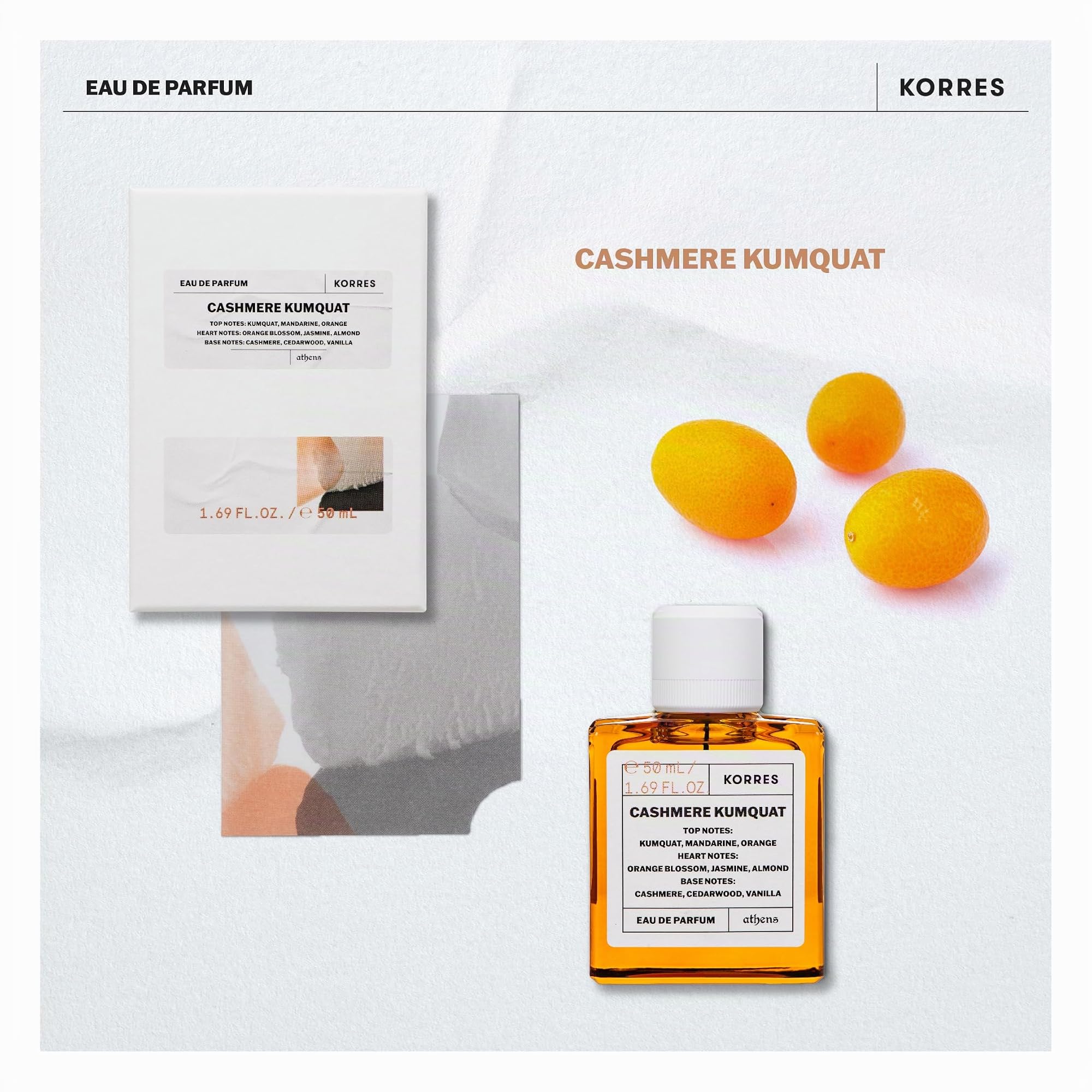 KORRES Cashmere Kumquat Eau de Parfum für Sie, orientalisch, floraler Damenduft mit Orangenblüten & Kaschmir Duft, vegan, 50ml