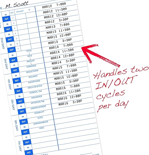 Miniatura 13 de Pyramid Time Systems - Tarjetas de tiempo recicladas al 30% (35100-10MB) para modelos piramidales 3500, 3500SS, 3600SS y 3700 reloj de tiempo