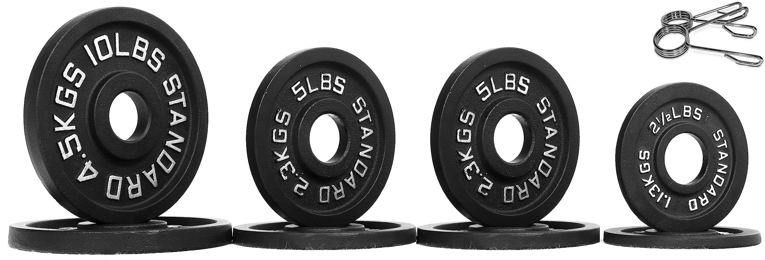 Signature Fitness Olympic 2-Inch Cast Iron Plate Weight Plate for Strength Training and Weightlifting, Multiple Sizes