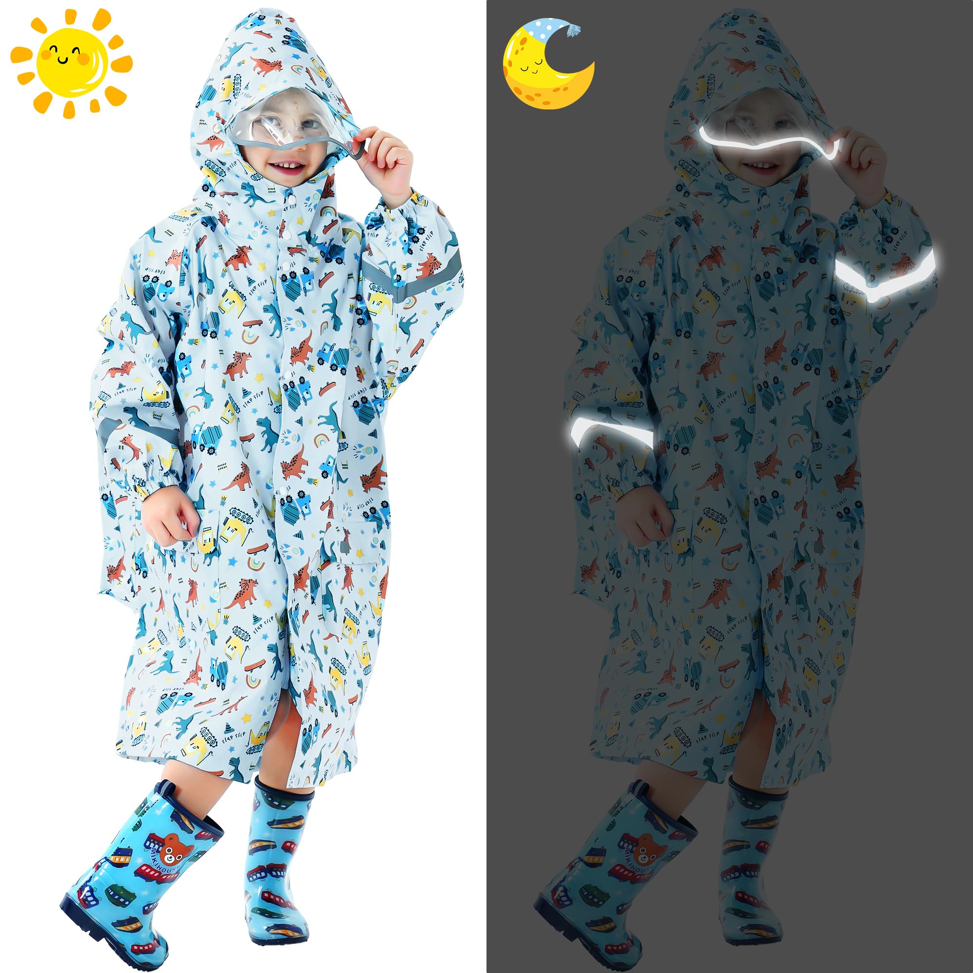 Imperméable Enfants Filles Poncho Pluie à Capuche Garçons Filles Respirant Léger Cape de Pluie Long Vêtements de Pluie Randonnée Camping Sport Vestes de Pluie 3-12 Ans