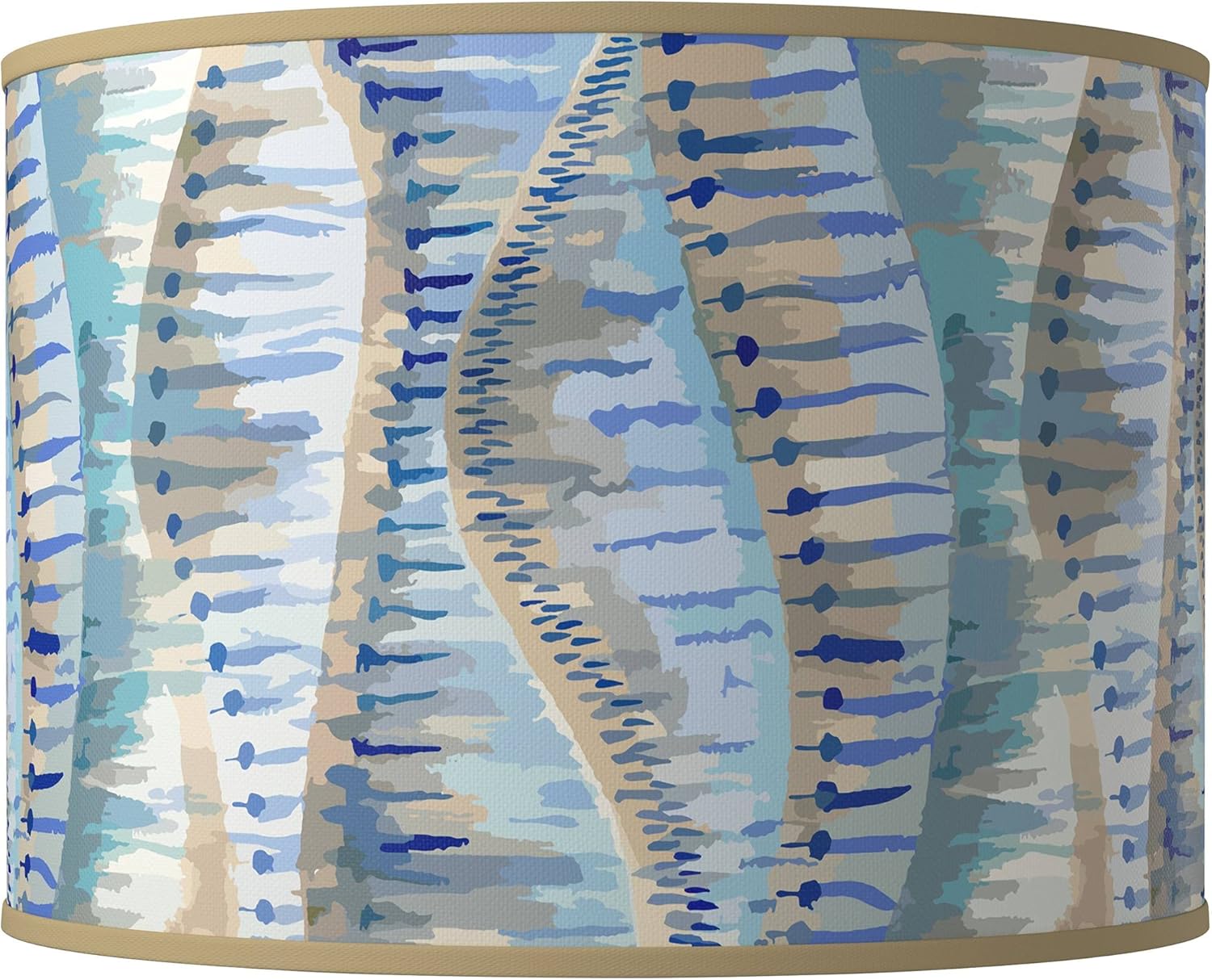 Hardback Giclee Drum Print Lamp Shade (Pre-Assembled) Siren Blue Large 15.5" Top x 15.5" Bottom x 11" High Spider with Replacement Harp and Finial Fitting - Giclee Glow