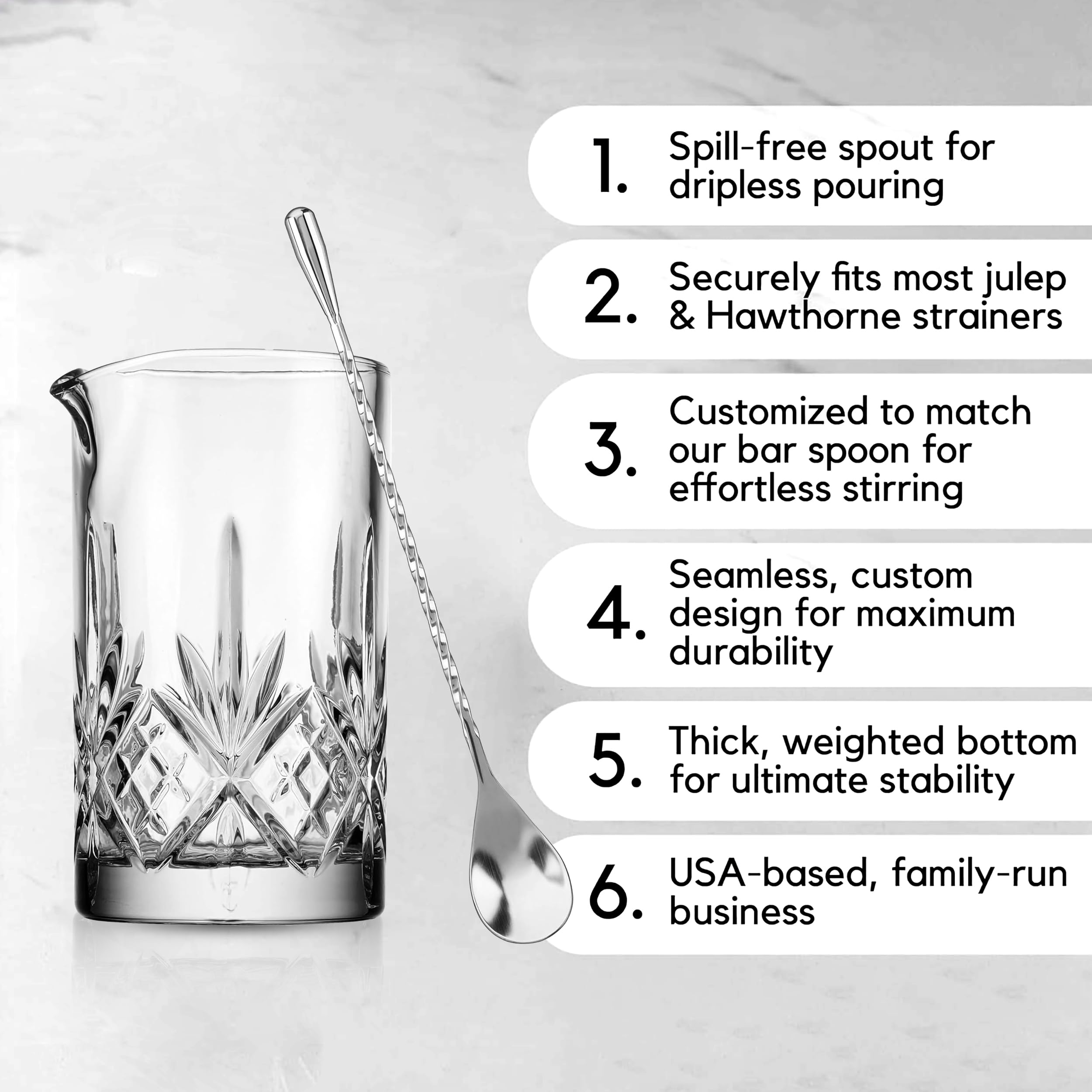 Cocktail Mixing Glass with Stirrer – 17oz Bar Mixing Pitcher for Stirring Cocktails and Drinks