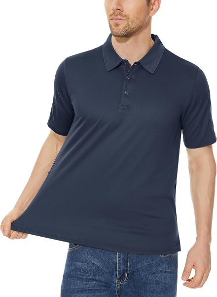 KEFITEVD Polo Shirts Uomo Manica Corta Golf Tshirts ad Asciugatura Rapida Army Tshirt Sport Outdoor Polo con portaocchiali abbottonatura Leggera T-Shirt Estiva - 2