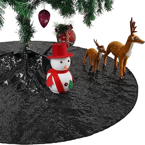 Eternal Beauty Falda pequeña de lentejuelas para árbol de Navidad, cubierta de árbol de Navidad con purpurina, tapete suave para adornos de árbol de