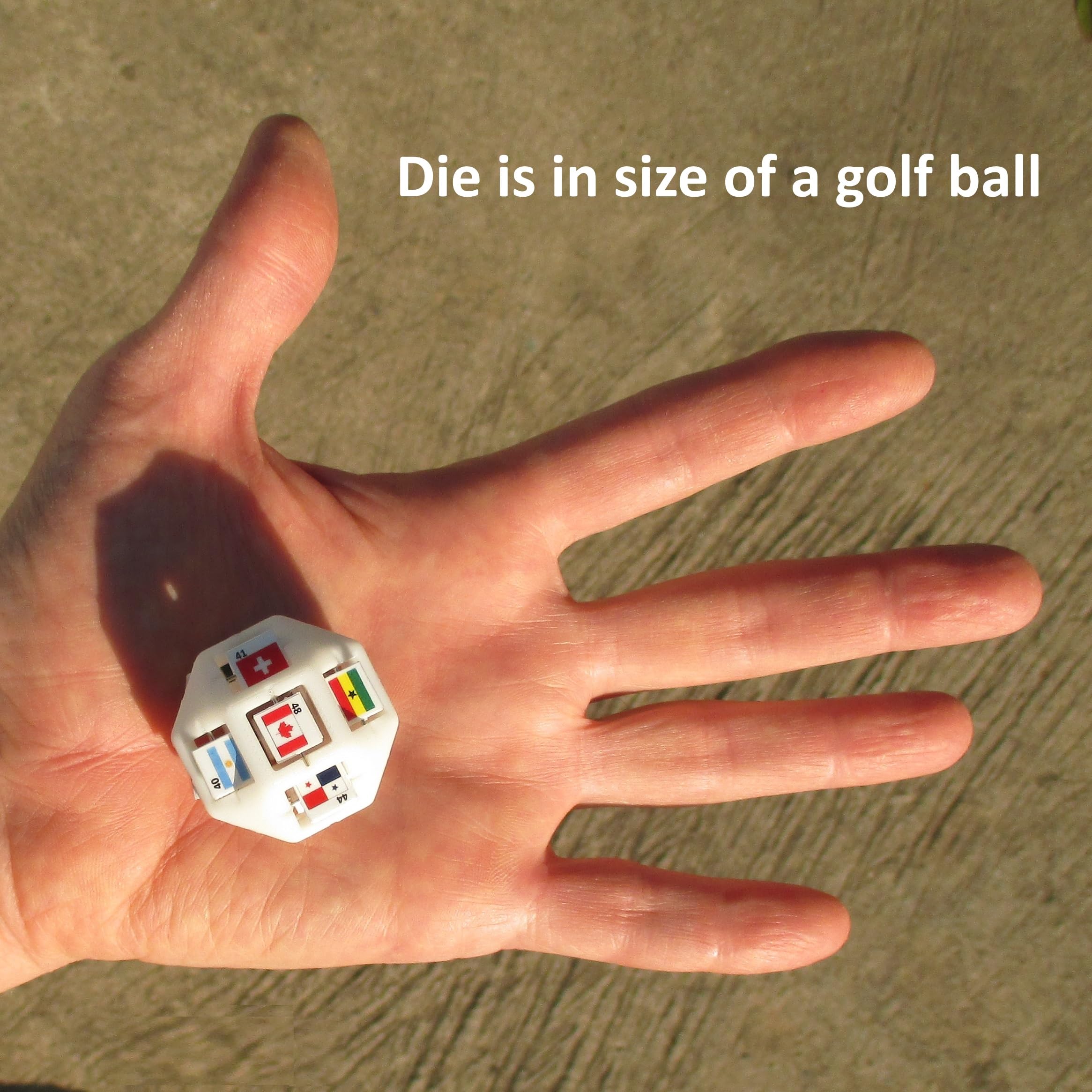 Patent Quiz Die - World Flags Memory Trivia Game with Amazing 54 Country Flags Die.