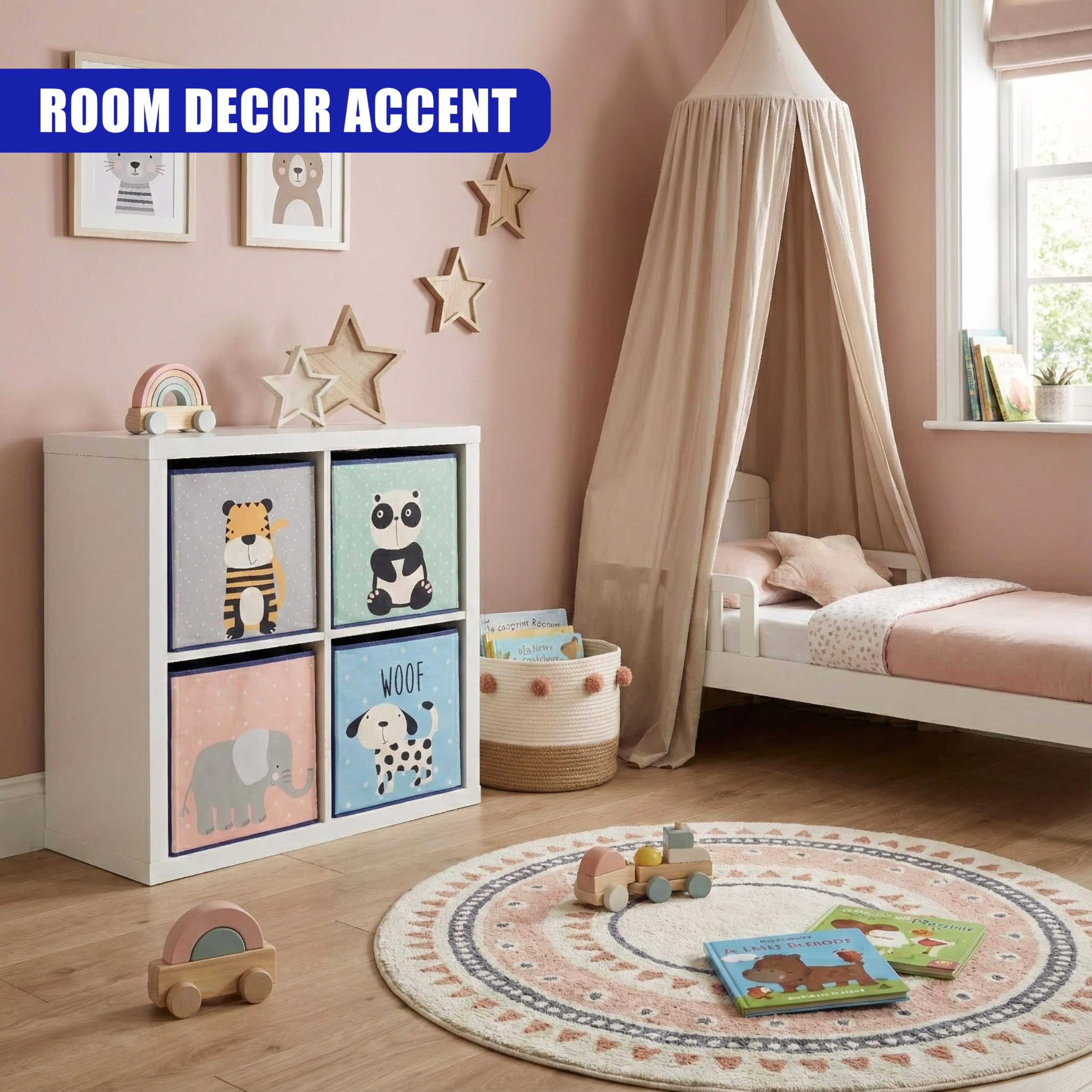 4 Stück Tierdesign Aufbewahrungsboxen Faltbare Spielzeugtruhe Kinderzimmer Organizer Körbe Aufbewahrungswürfel Behälter