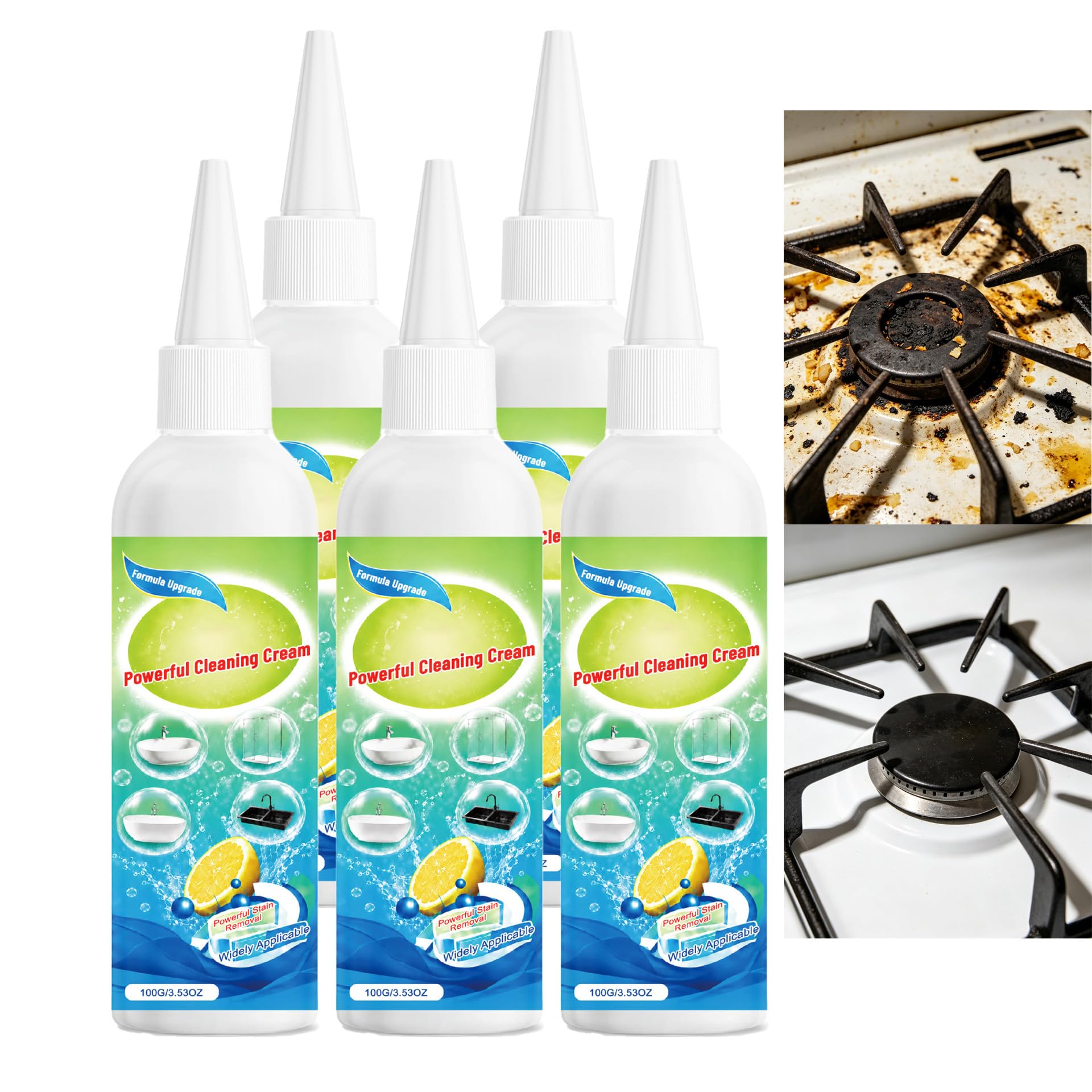 Potente crema de limpieza, manchas de aceite pesado, loción limpiadora concentrada multifuncional para cocina, hogar, horno, estufa, campana extractora, fregadero, elimina la suciedad, la mugre y la