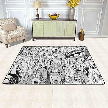 Anime Black and White Sexy Girls Area Rug Washable Outdoor Rugs Anti-Slip Soft Extra Thick Front Door Carpet Entryway Indoor Door Mat for Patio Farmhouse Kitchen Foyer 3x 2