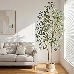 Warmplants Artificial Eucalyptus Tree, 7ft Tall Silk Leaves Fake Plant with Basket for Outdoor Indoor, 83'' Faux Eucalyptus Trees for Home Office Livingroom Floor Décor