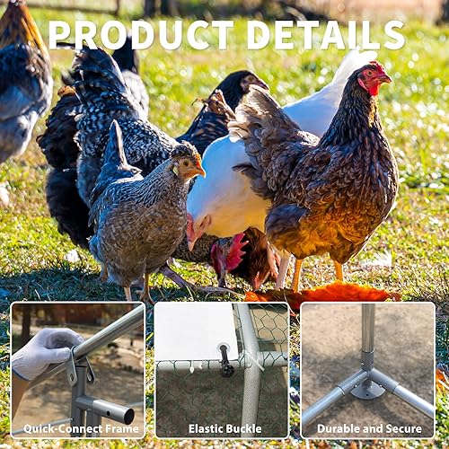 Miniatura 13 de Jaula grande de metal para aves de corral con cubierta resistente al agua y anti-UV, pato, conejo, gato, corral al aire libre con jaula