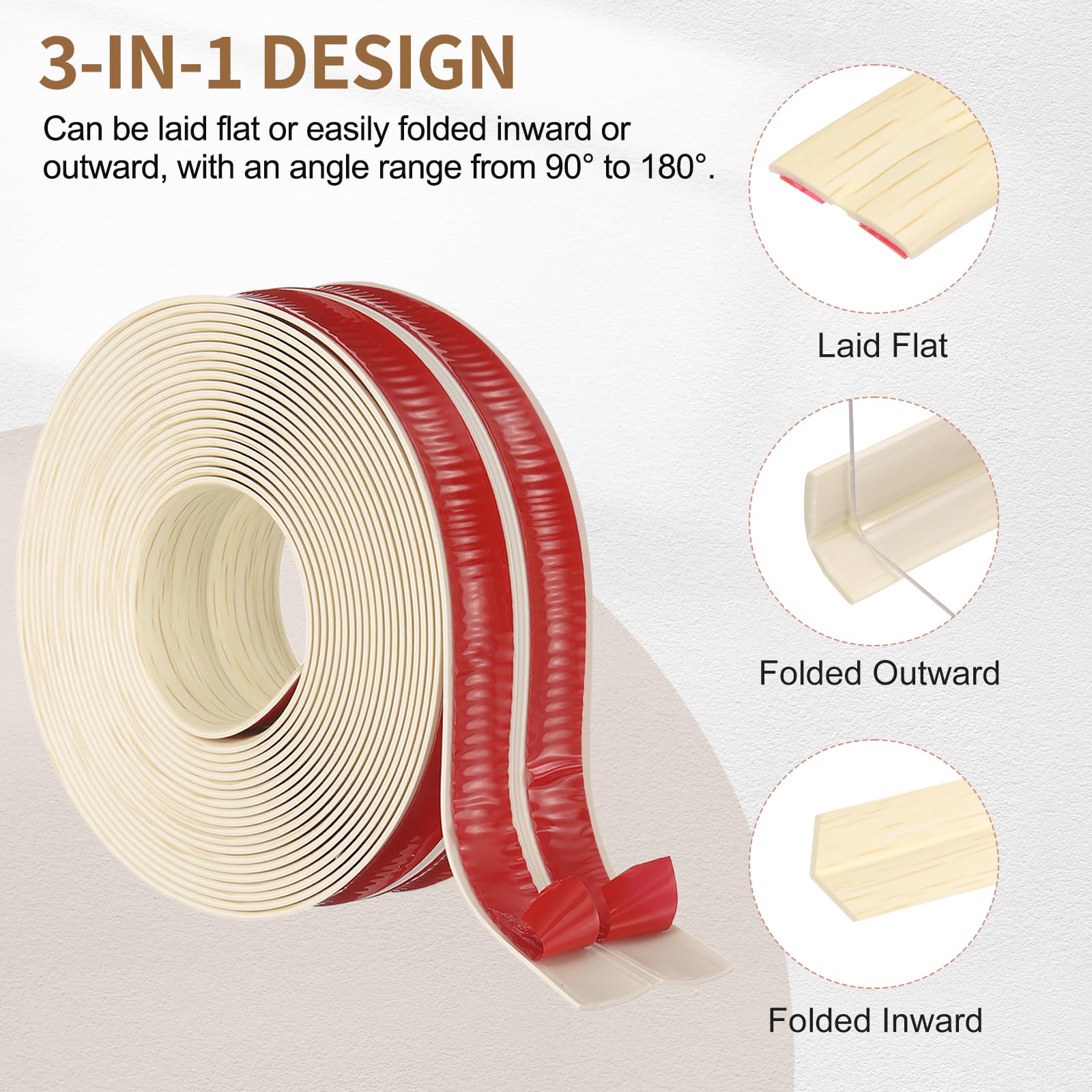 PATIKIL 2.4 Pulgadas X 19.7 Pies Protector Para Esquinas Autoadhesivo Beige