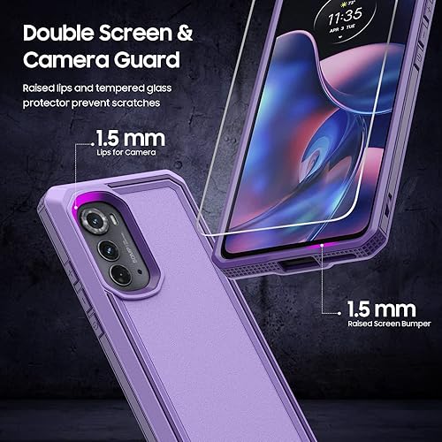 Miniatura 9 de Funda resistente para Motorola Edge 2022, Moto Edge 2022 con protector de pantalla, cubierta a prueba de caídas de grado militar, carcasa protectora
