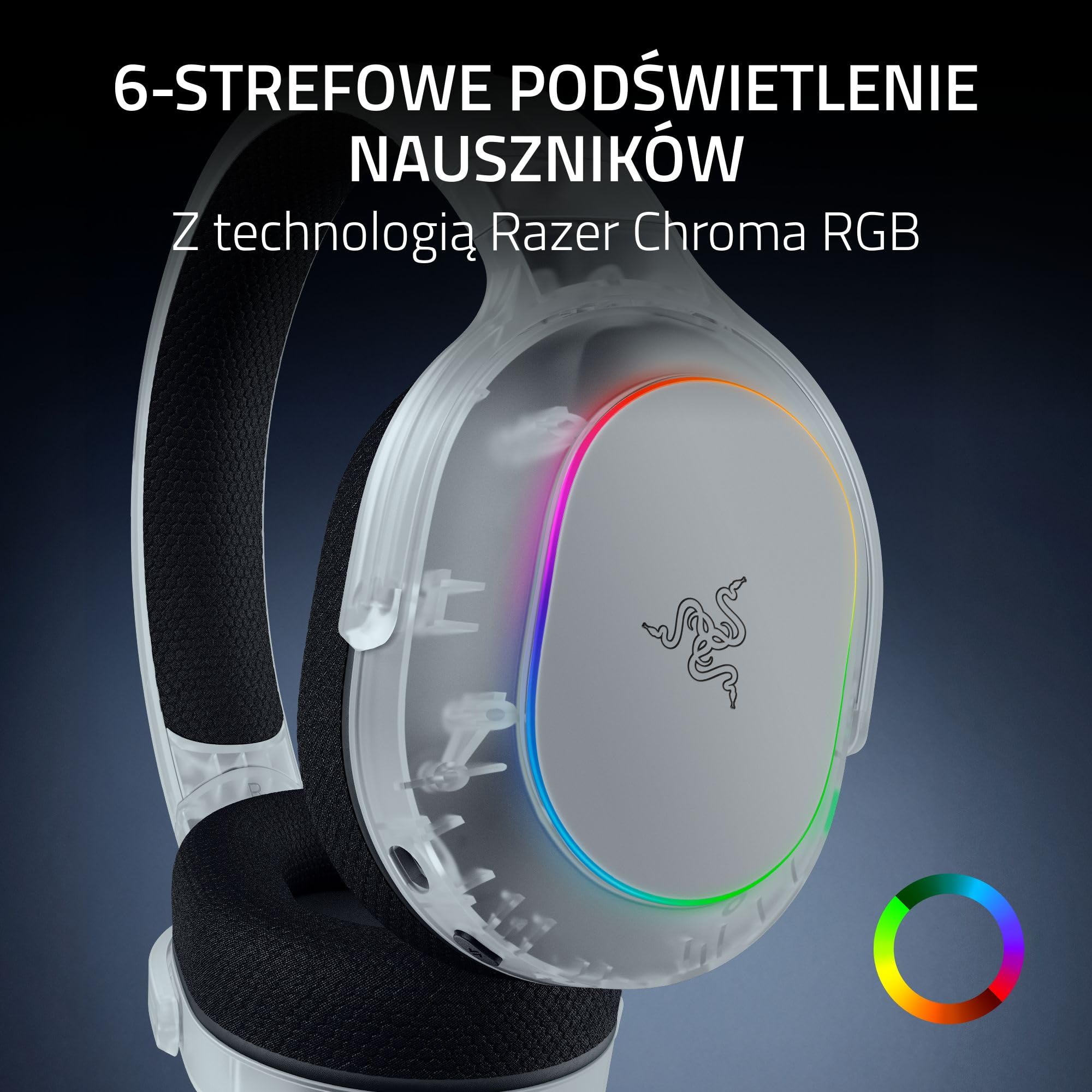Razer Barracuda X Chroma Phantom White - bezprzewodowy zestaw słuchawkowy do gier na wiele platform - 285g - przetwornik Triforce 40mm - bezprzewodowa HyperSpeed i Bluetooth | Edycja Phantom White