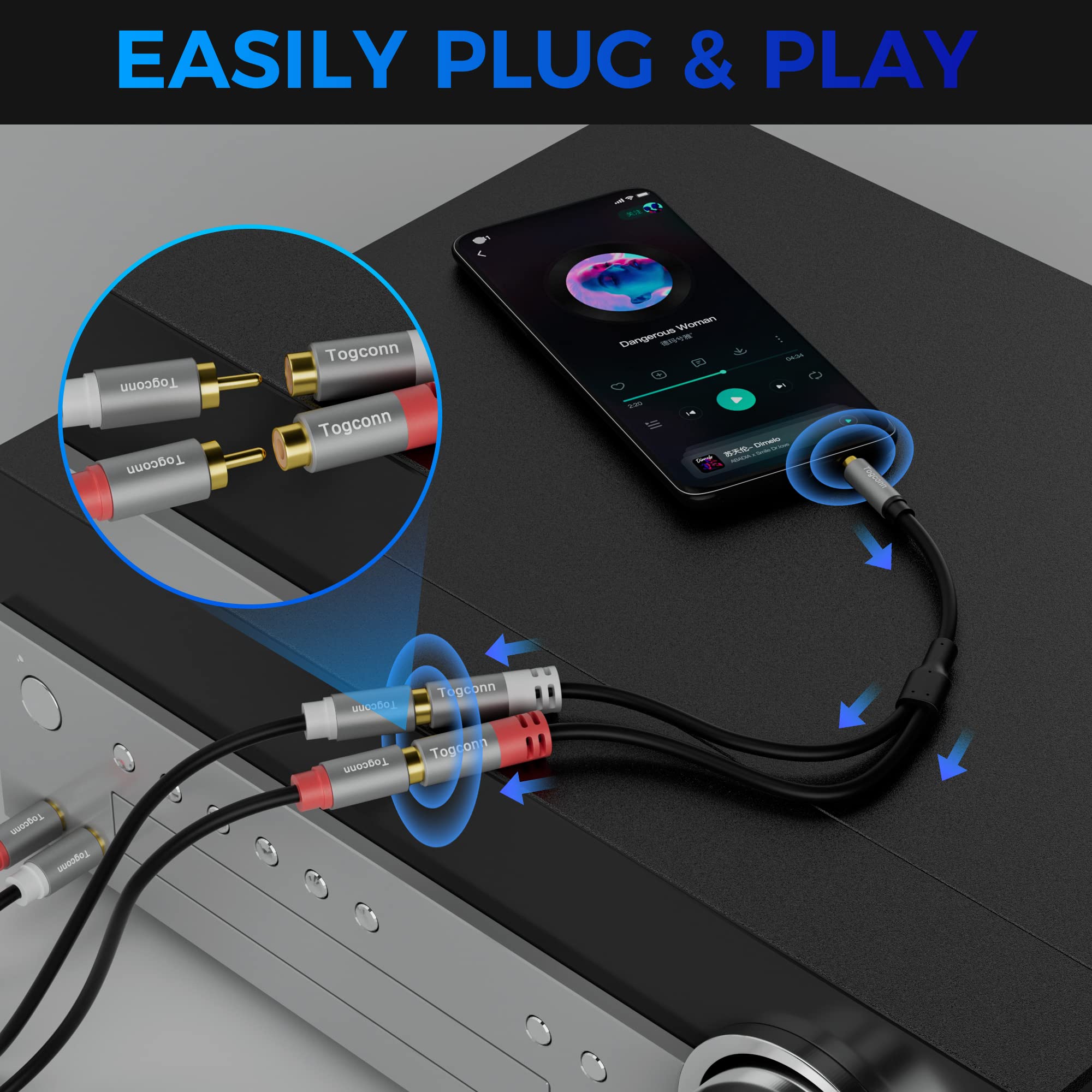 Adaptador De Audio Téreo, Cable Divisor De 2 RCA Hembra A 3,5mm