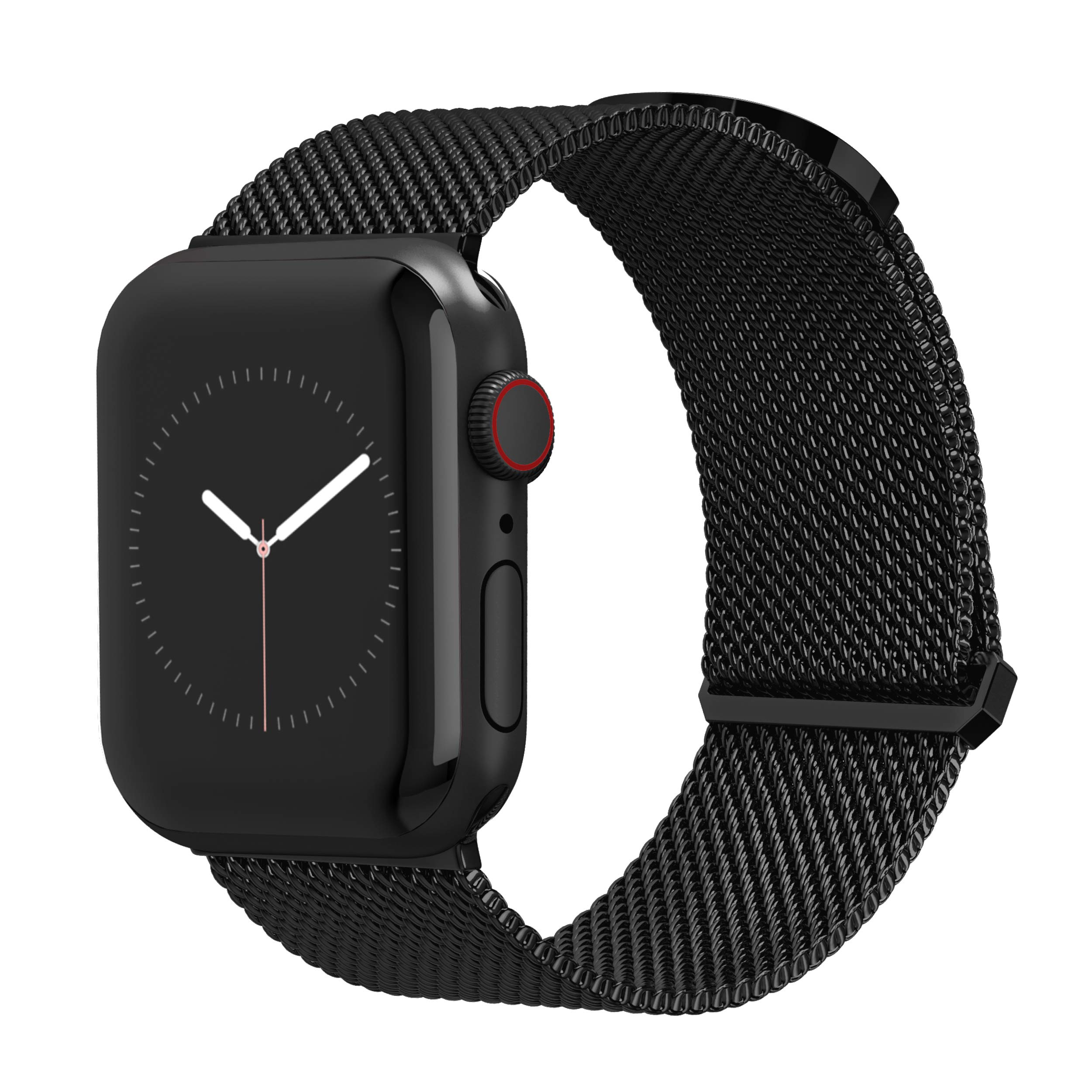 TALK WORKS Compatible for Apple Watch Band 42mm / 44mm Comfort Fit Mesh Loop Stainless Steel Adjustable Magnetic Strap for iWatch Series 6, 5, 4, 3, 2, 1, SE - Black