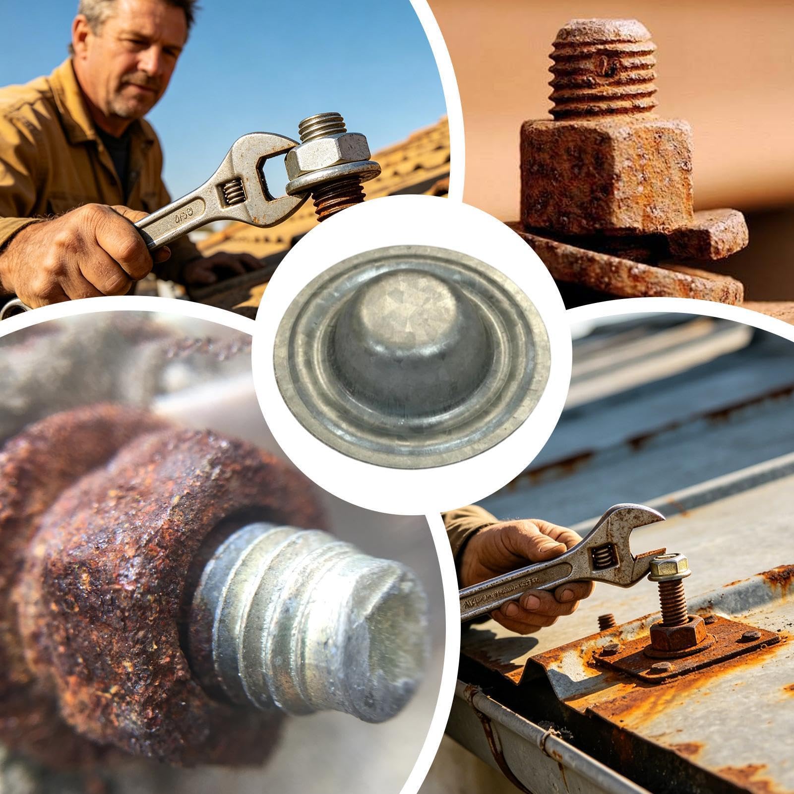 50x Metalldach Schraubkappen Wasserdicht: Rostschutz ohne Ausbau – Alu-Zink Versiegelung für Trapezblech & Wellblech, Schraubenkappen für Garage, Carport & Schuppen, 3,5cm Silber