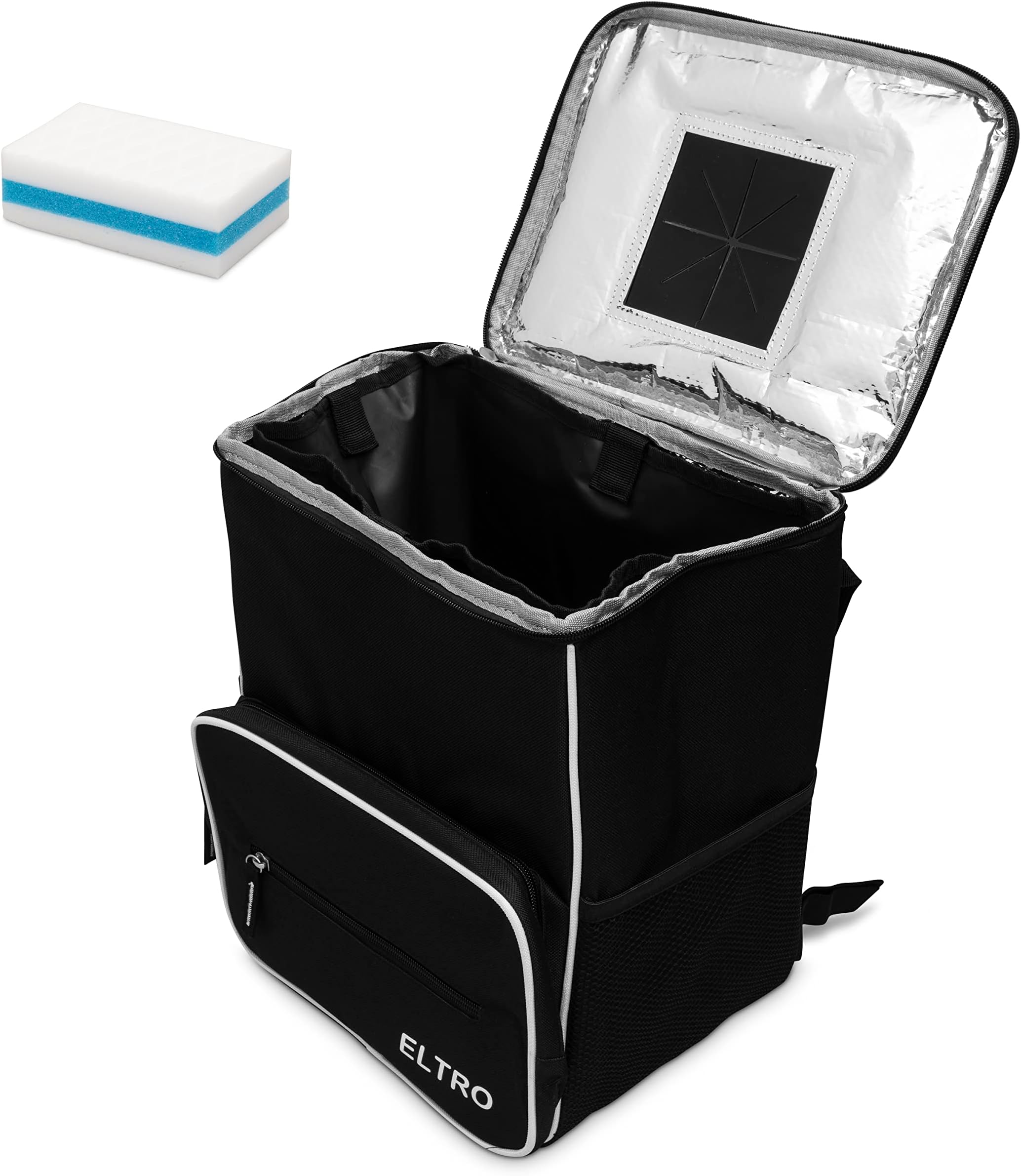 All-In-One Trash Can - Black Waterproof Boat Trash Bag - 600D Fabric, Mesh Pockets, Sturdy #5 Zipper - Complete with Boat Scuff Eraser