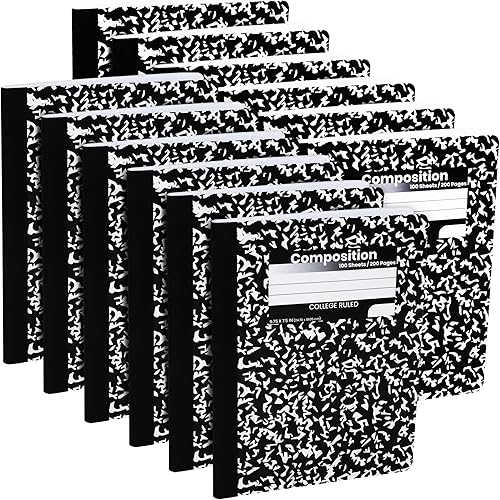 Cuadernos de composición a granel, Cuadernos de papel con rayas universitarias, 100 hojas, Cuadernos de suministros escolares, Cuadernos de