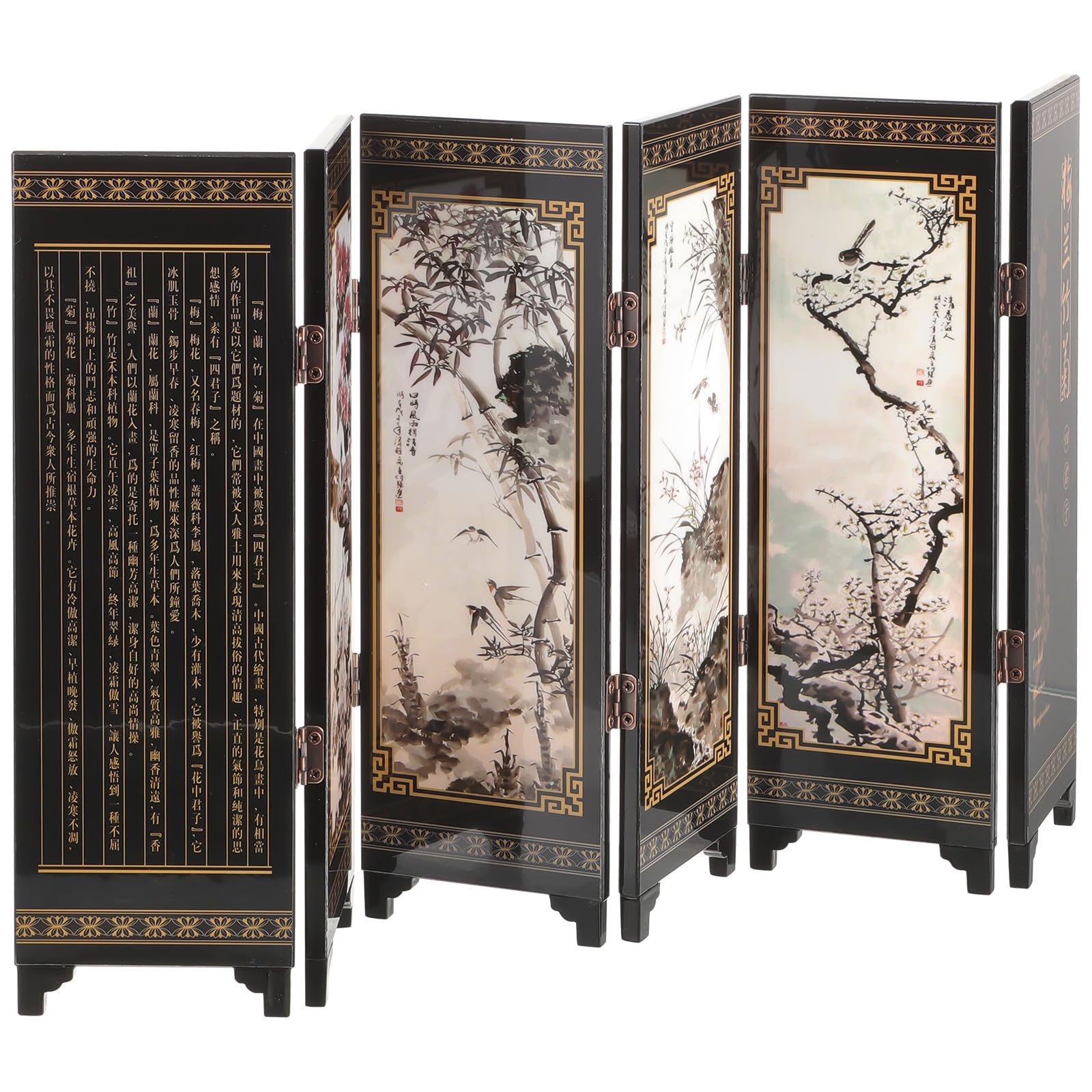 Paravent en bois de style chinois traditionnel avec six panneaux aux finitions soignées