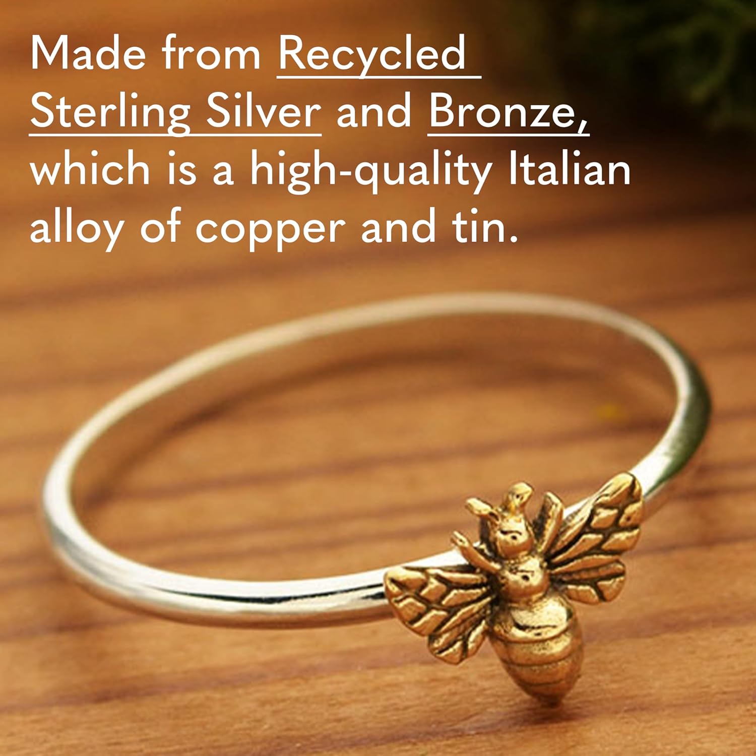 NINA DESIGNS Sterling Silver & Bronze Ring - Modern, Insect Theme, Stackable Ring for Women, Gift for Women, Valentine's Day