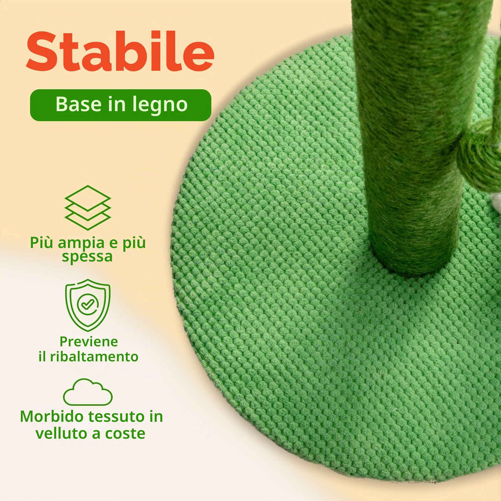 Mora Pets Tiragraffi per Gatti Cactus 83 cm Colonne Tiragraffi Albero per Gatti Adulti Palo in Naturali Sisal