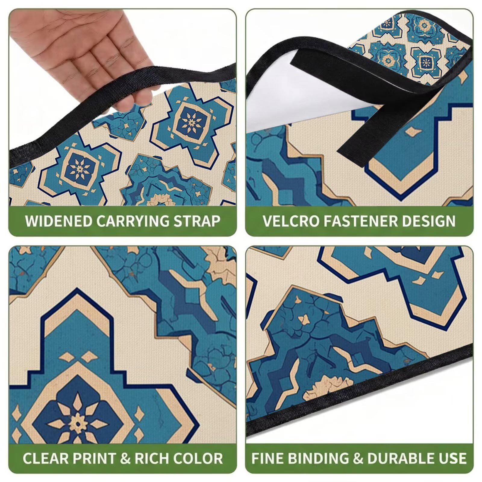 Grande Coperta de Picnic 200x300 cm, Blu Manta Picnic Impermeable Anti-Sabbia Manta de Playa Pieghevole, Outdoor Picnic Blanket per Spiaggia, Camping, Giardino, Trekking - Mandala (2) FZ-190
