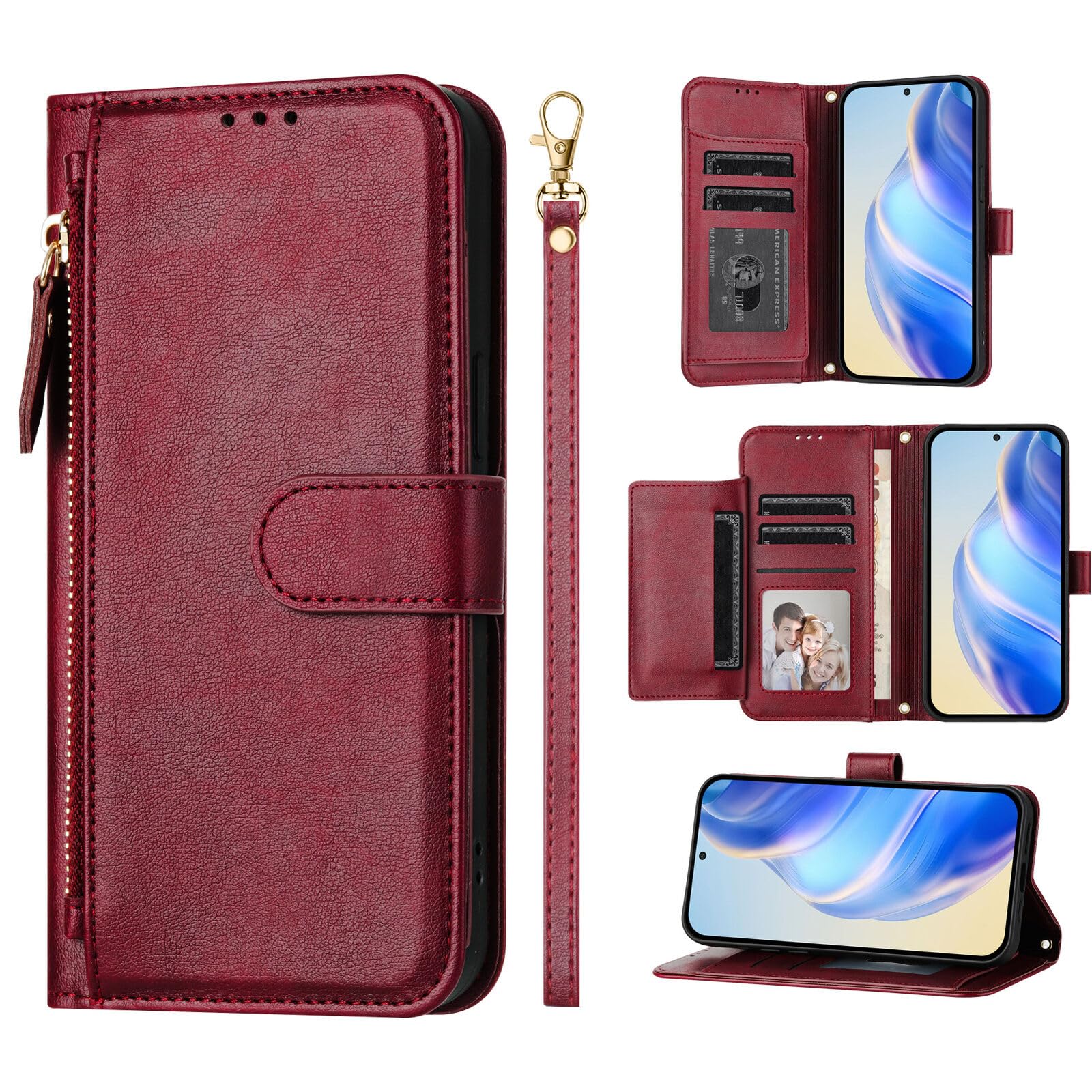 Coque iPhone 13 rouge style portefeuille cuir pour vos sorties