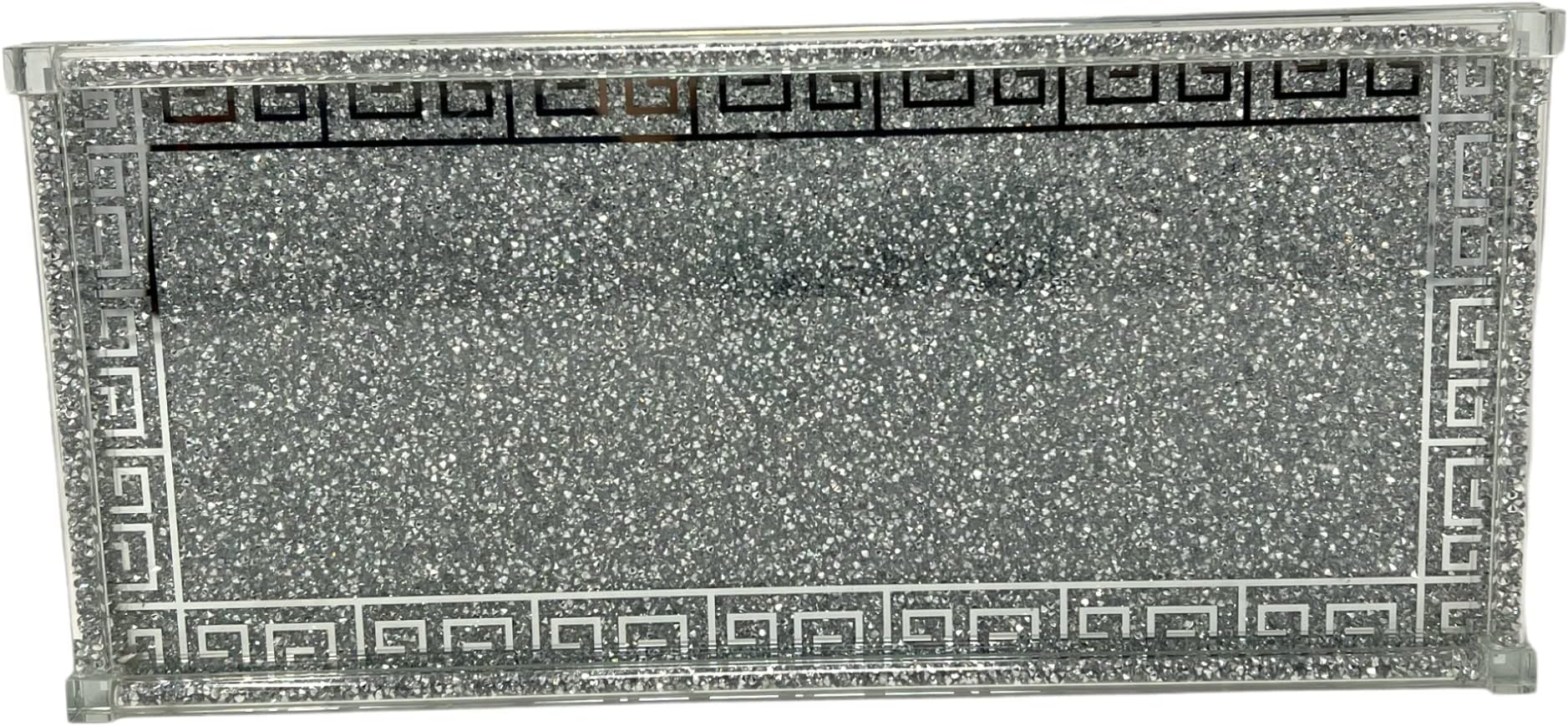 Value For Money - Fabulous Diamond Crushed & Crystal Filled Set of 3 Kitchen Storage CANISTERS Tea Coffee Sugar Jars - Unique Collection to Your Kitchen Decor (Tray)