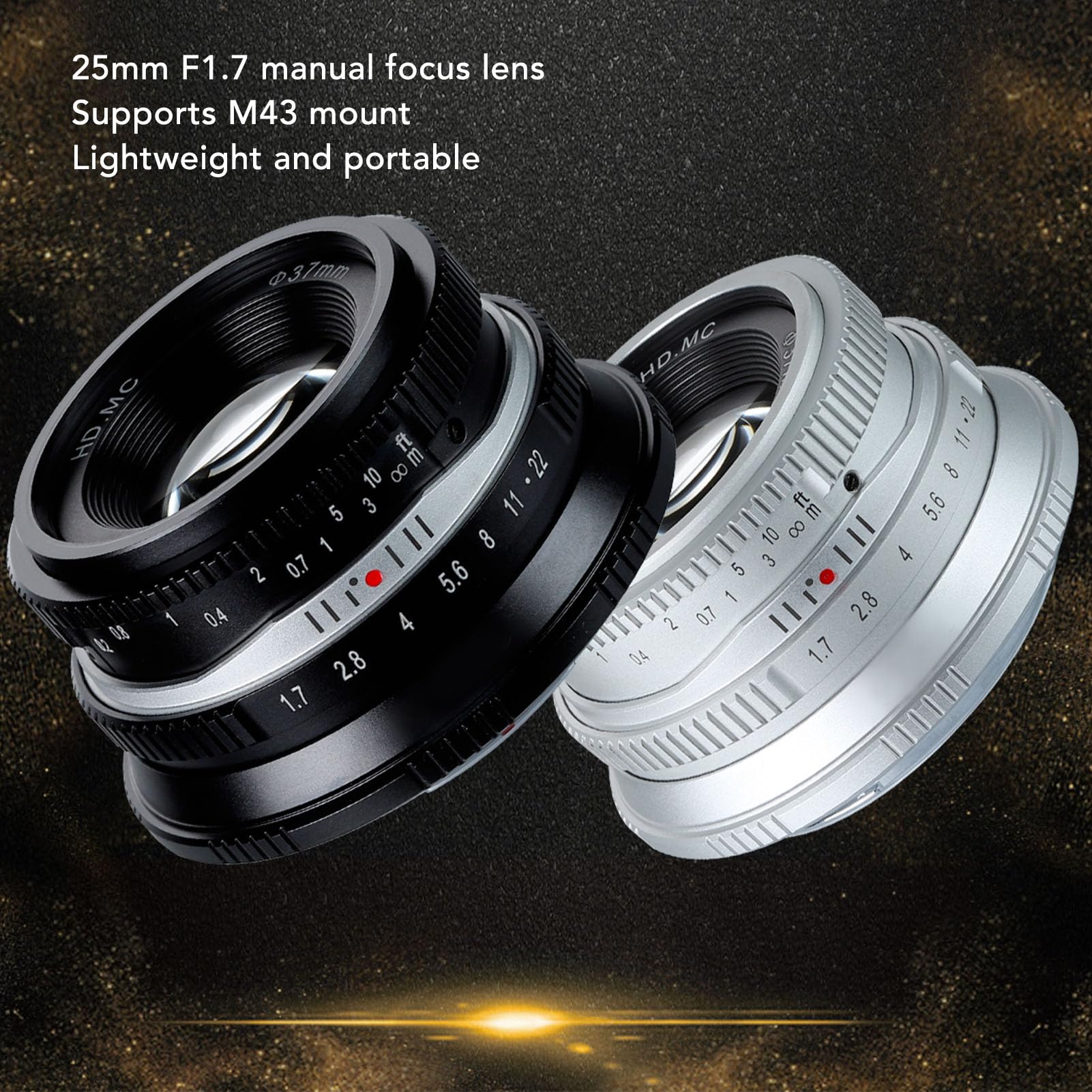 25mm F1.7 Manual Lens - Large Aperture & Zoom Burst Effect for M4/3 Cameras, Lightweight Aluminum Alloy with 10-Blade Bokeh (20cm Close Focus (Silver)