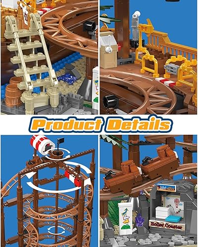 Miniatura 4 de Sosuy Juego de construcción de montaña rusa, barco motorizado eléctrico, parque de atracciones para niños, niñas y adolescentes, regalos de