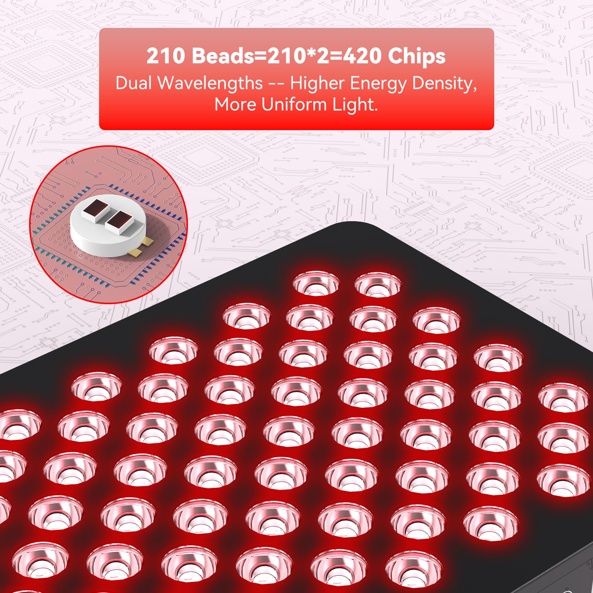 STASUN Dual-Chip urządzenie terapeutyczne z czerwonym światłem, 4 widma 660 i 850 nm, lampa z czerwonym światłem, 210 diod LED, 1050 W, lampa na podczerwień do pielęgnacji twarzy, kosmetyków, budowy