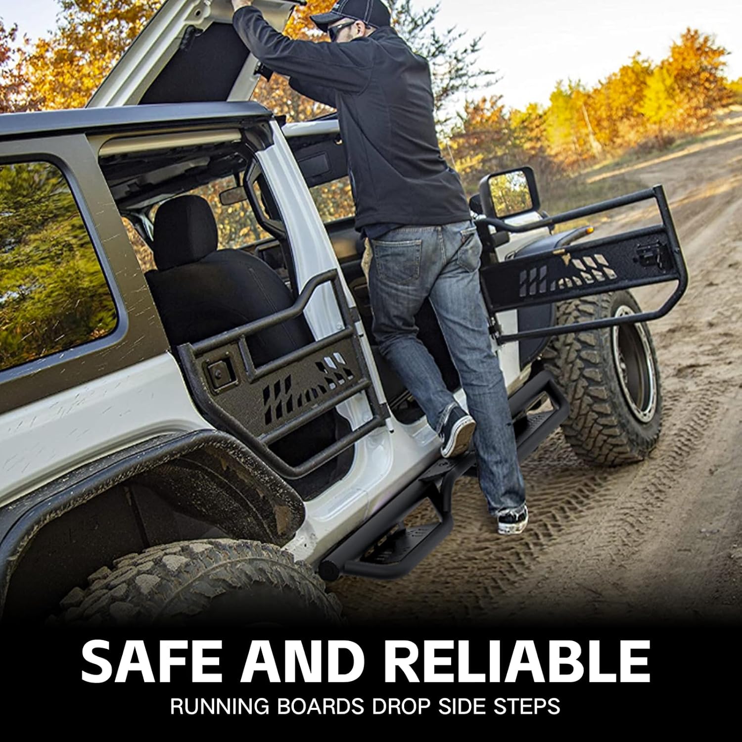 Running Boards For Jeep Wrangler JL 2018-2025 - Two Step Design Side Bars & Rock Sliders Anti-Slip Protection