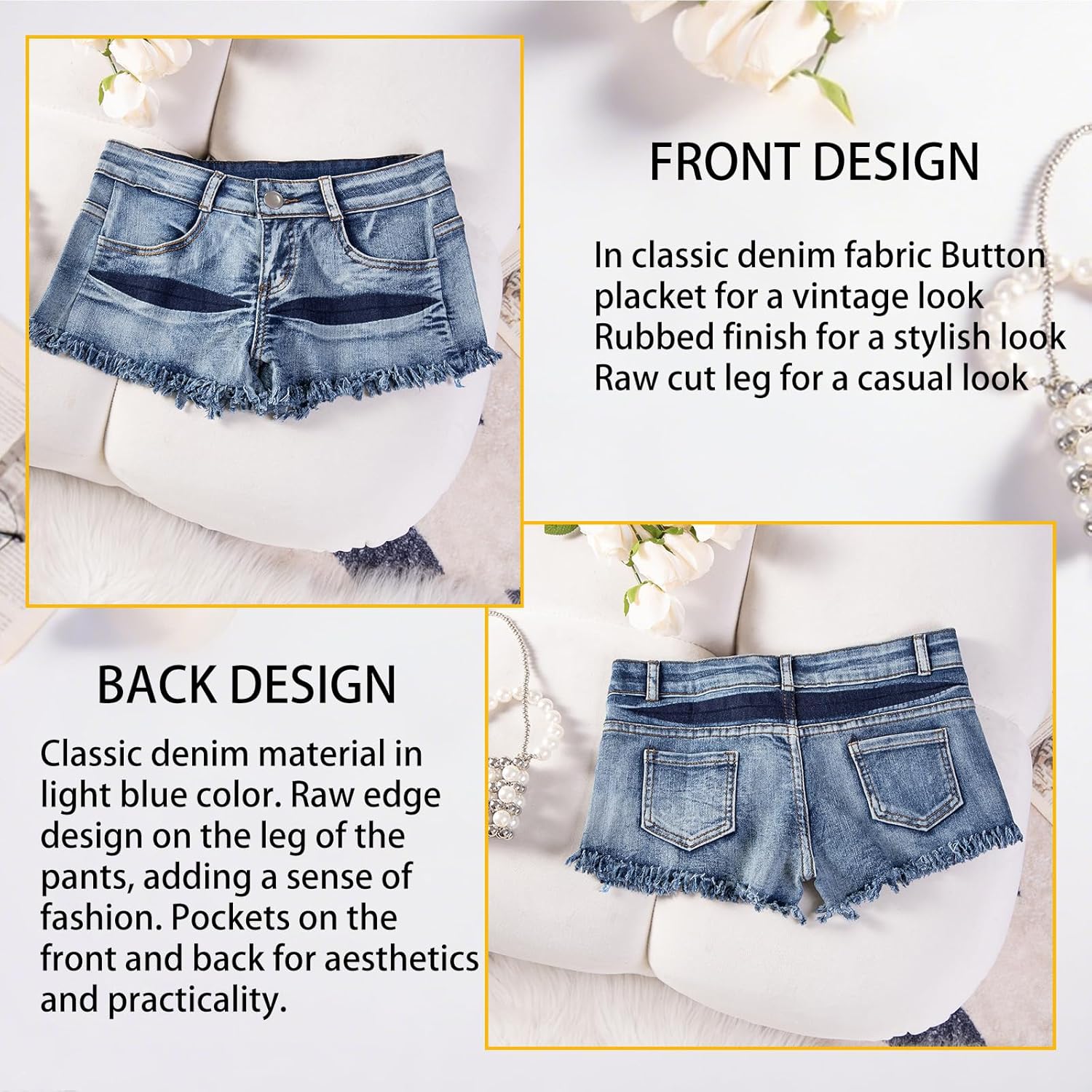 MUYDZ Women's Sexy Summer Cutting Torn Low Waist Hot Pants Nightclub Beach Denim Shorts - Image 4