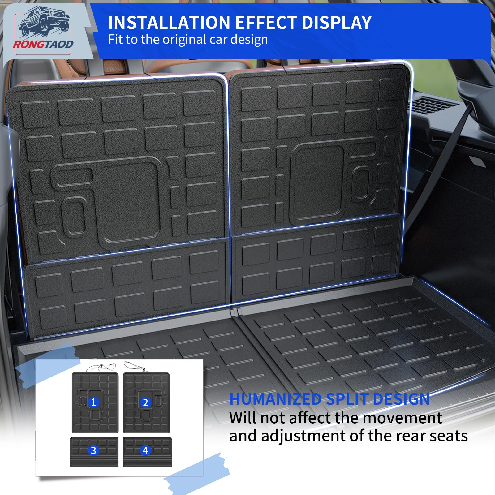 Rongtaod Tappetino Baule In TPE Per Jeep Grand Cherokee 2011-2023 WK – Protezione Schienale E Bagagliaio, Kit 5 Pezzi