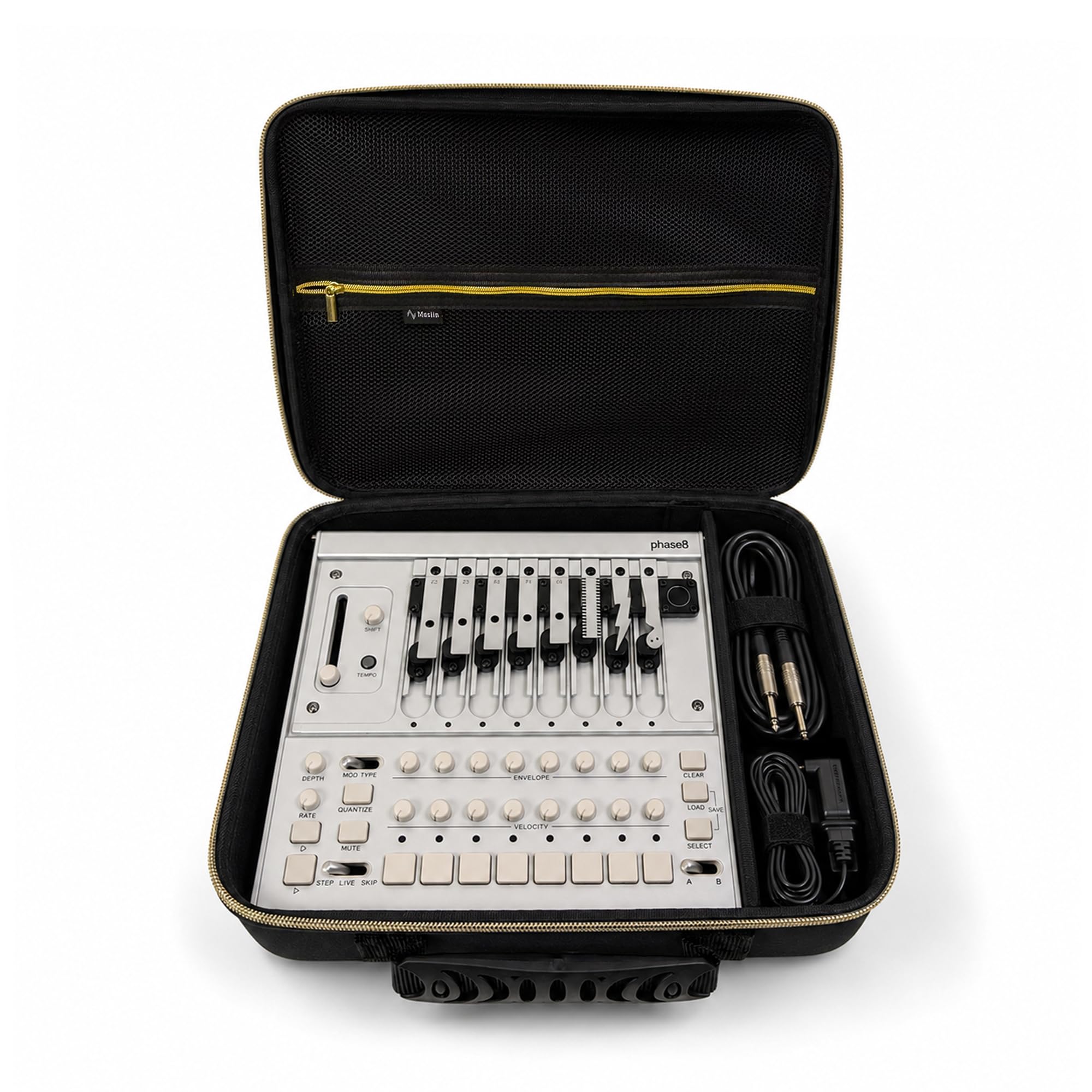 Musiin Custodia per sintetizzatore acustico personalizzata compatibile con KORG Phase 8, con tasca in rete, scomparto per cavi, cerniera dorata e maniglia per studio, conservazione quotidiana e