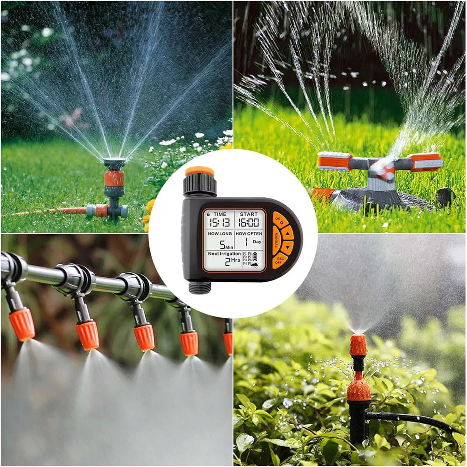 Zegar nawadniania, Zestaw do nawadniania Garden Smart Timer IPX5 Wodoodporny Automatyczny sterownik podlewania LCD Może być używany trawników